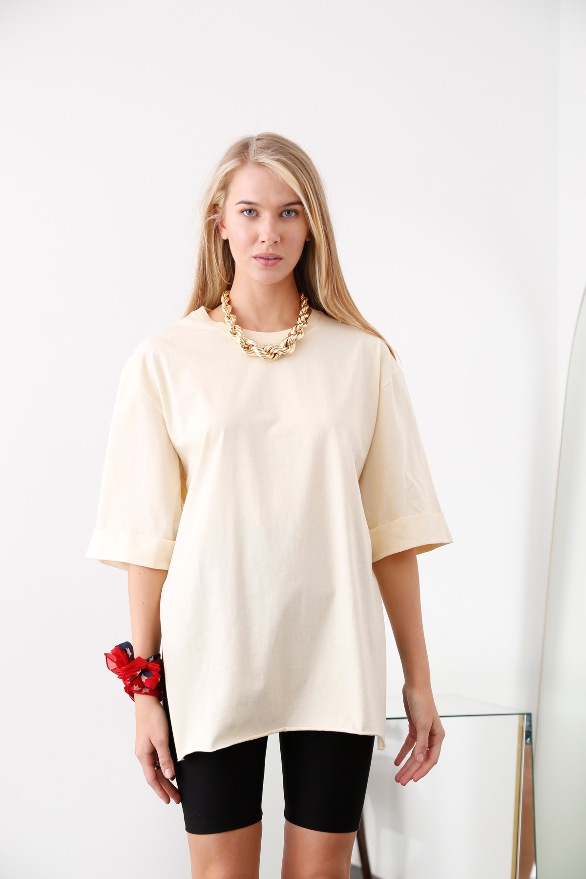 Sarı Yırtmaçlı Boyfriend Tshirt 3285