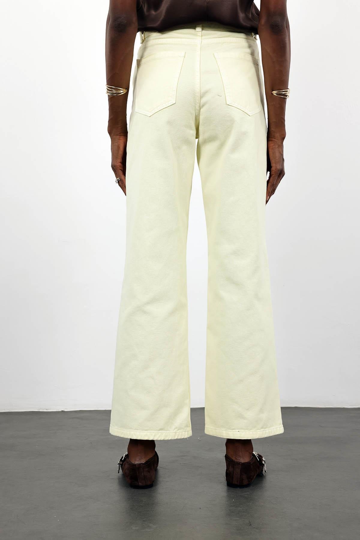 Sarı Yüksek Bel Aksesuar Detaylı Jean 17258