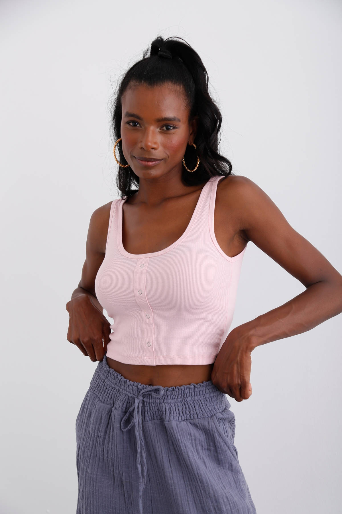 Şeker Pembe U Yaka Crop Atlet 3728