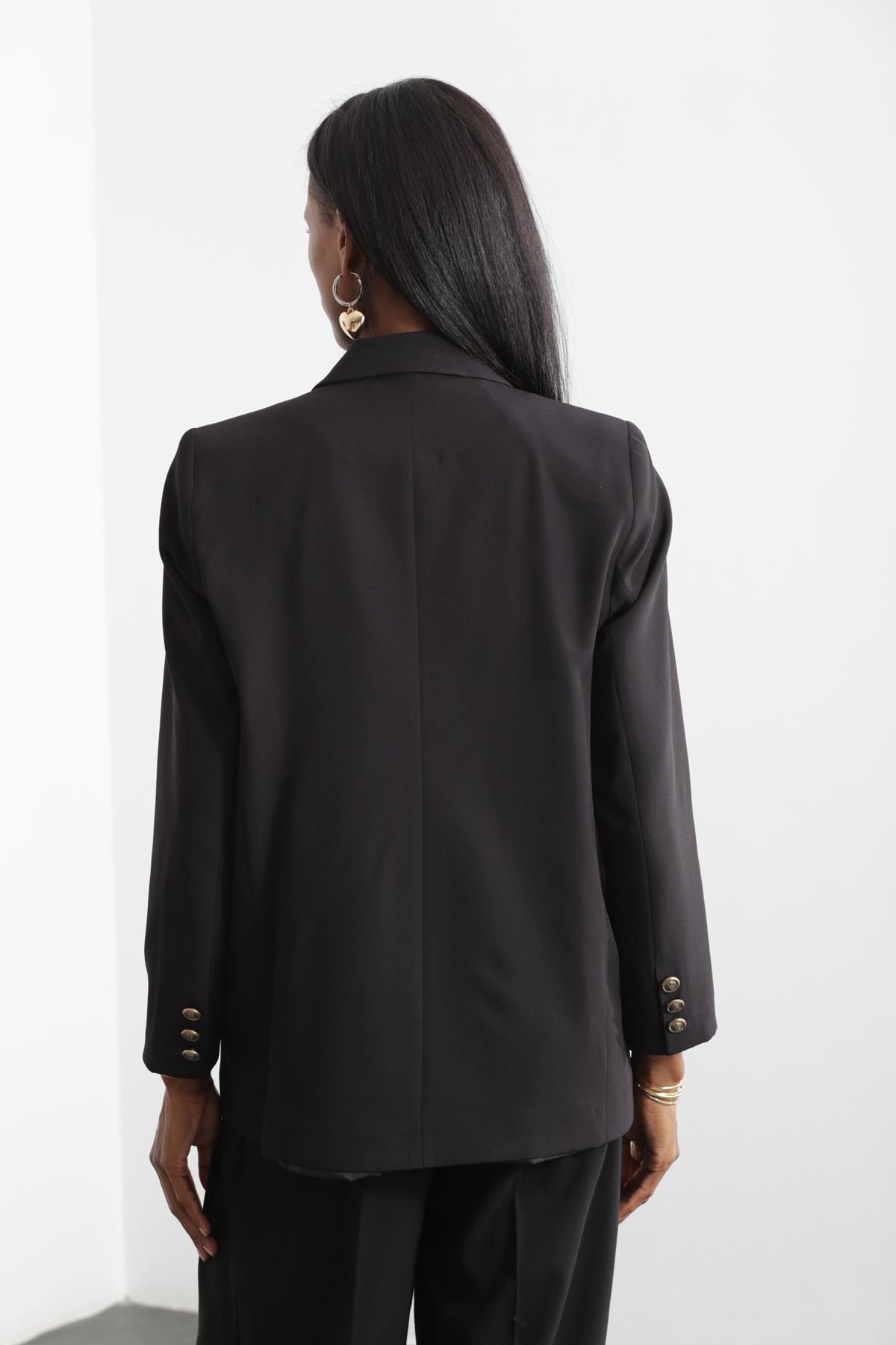 Siyah Altı Düğmeli Blazer Ceket 40385