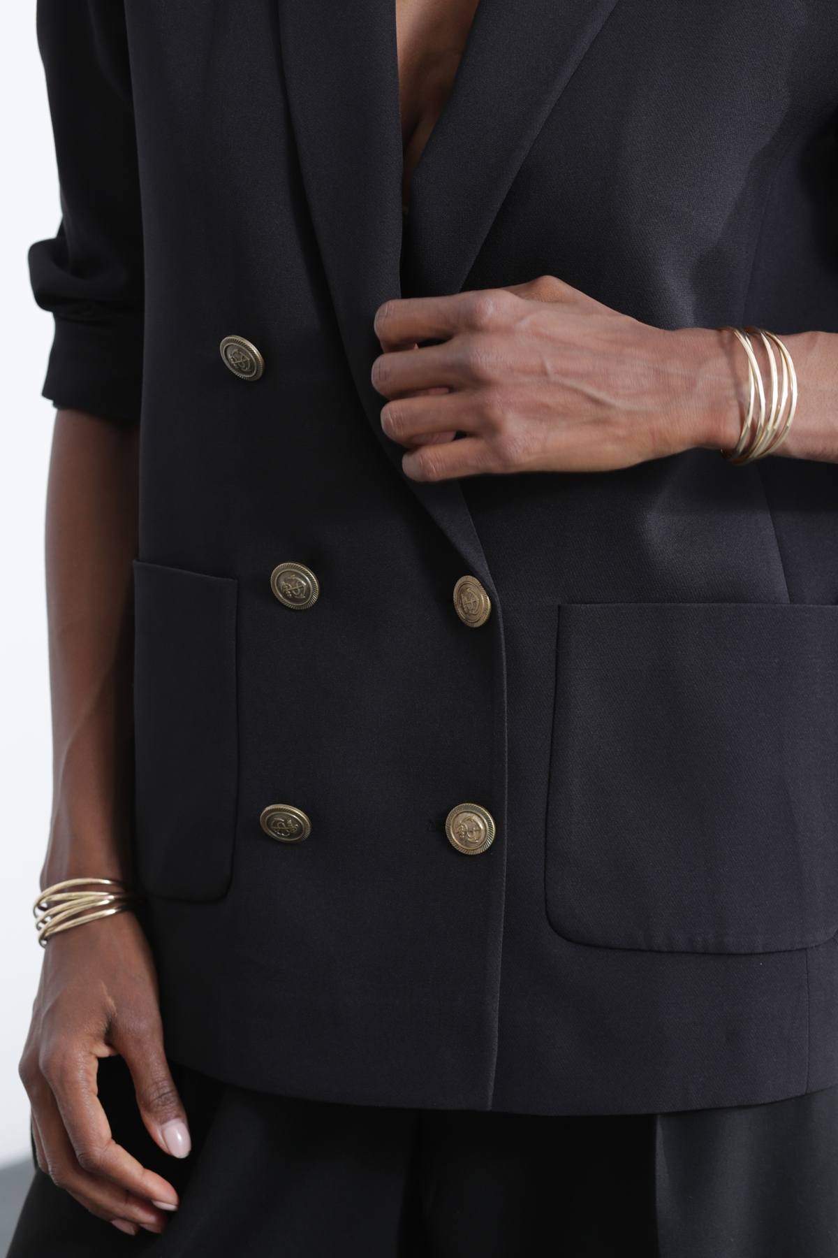 Siyah Altı Düğmeli Blazer Ceket 40385