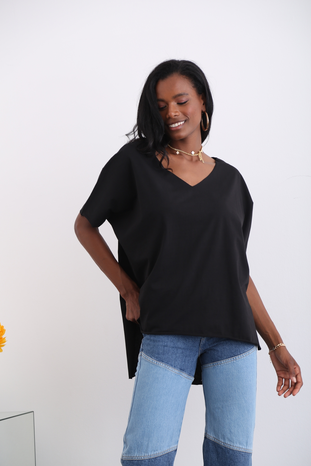 Siyah Arkası Uzun Oversize Tshirt 2203