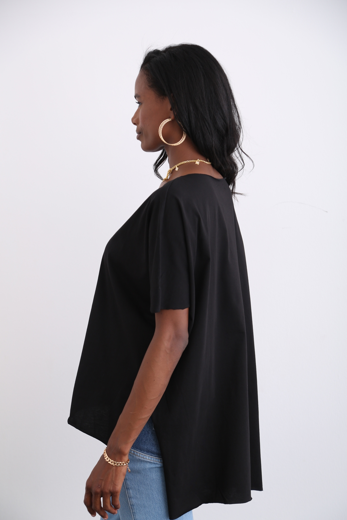Siyah Arkası Uzun Oversize Tshirt 2203