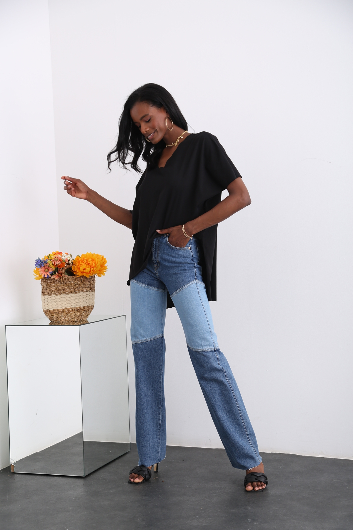 Siyah Arkası Uzun Oversize Tshirt 2203