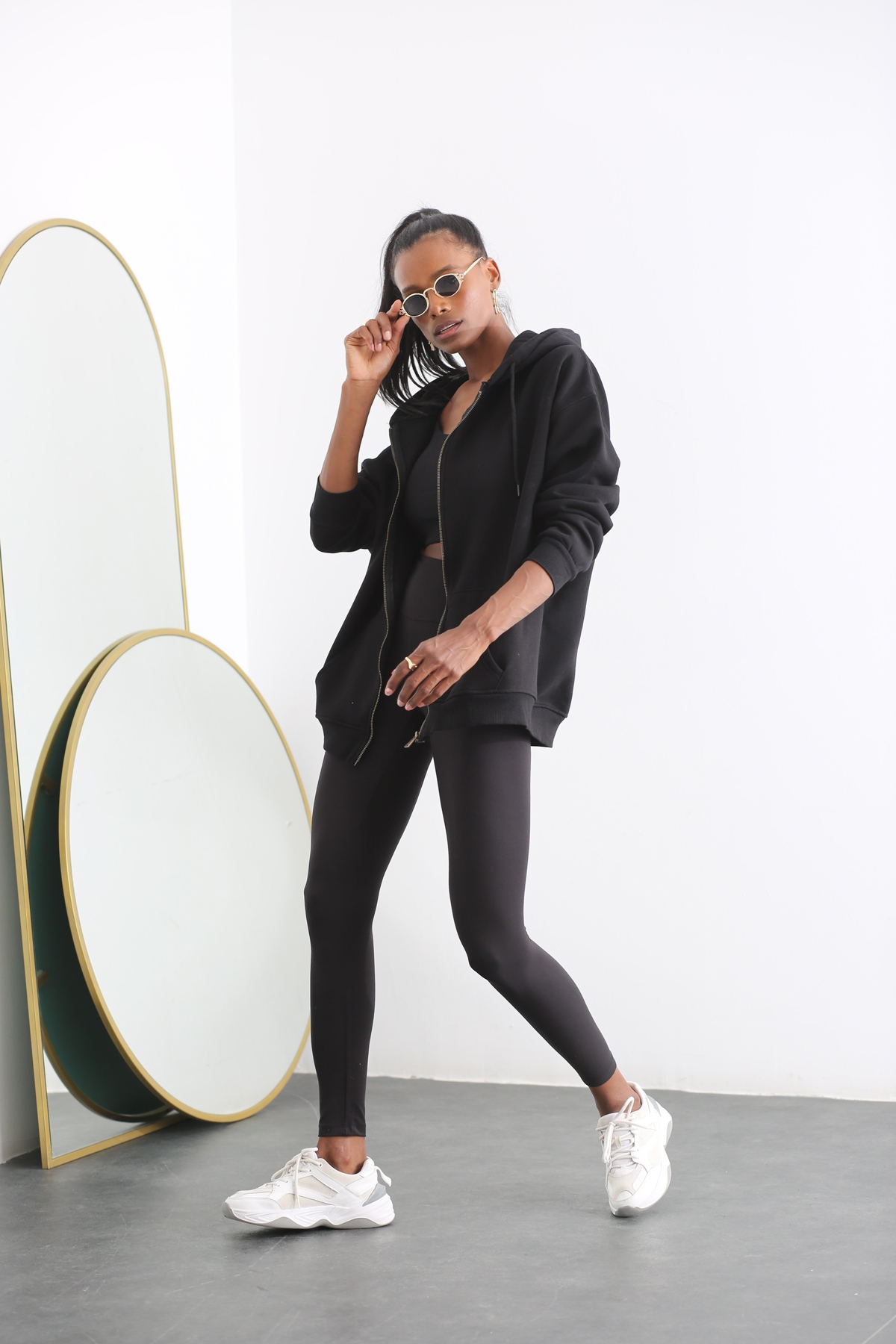 Siyah Basic Fermuarlı Sweatshirt 40118