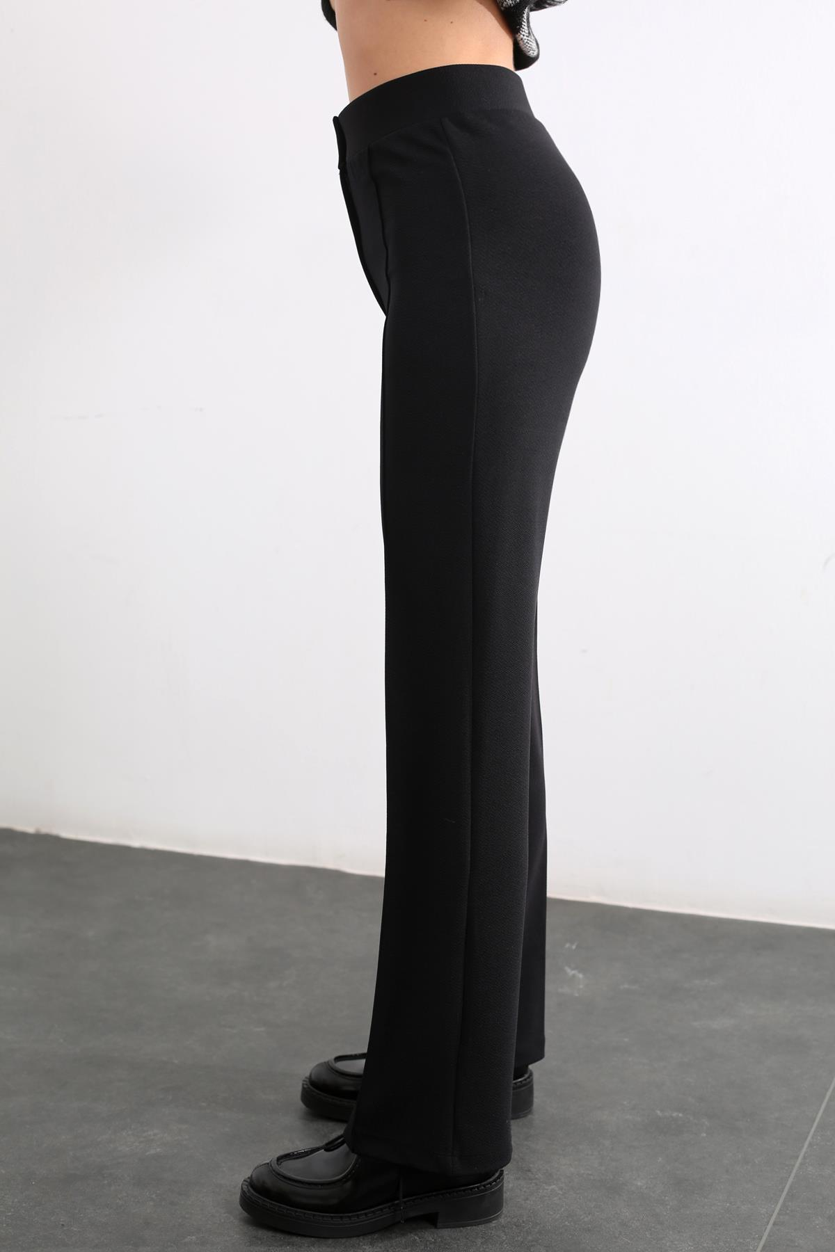 Siyah Beli Lastikli Bol Paça Pantolon 233401