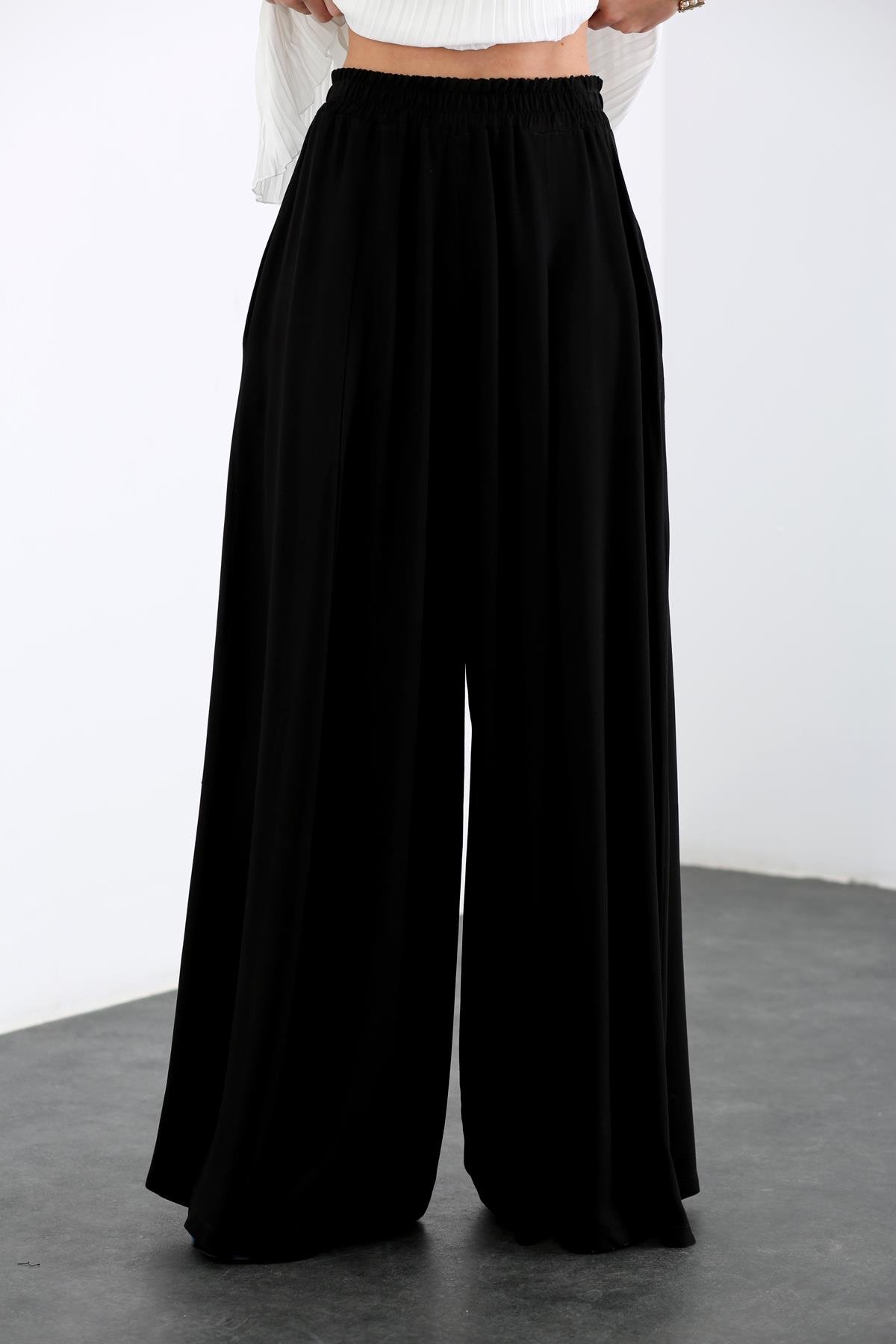 Siyah Beli Lastikli Etek Pantolon 0324