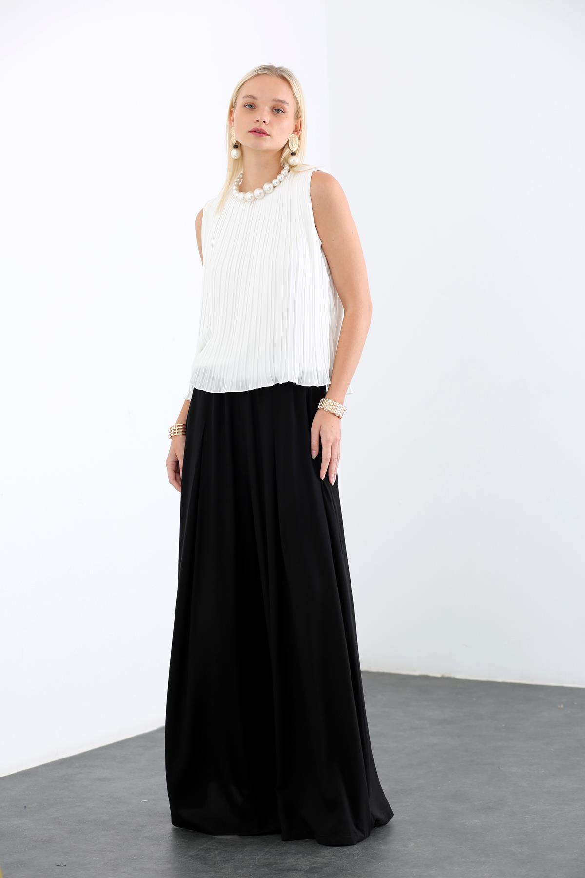 Siyah Beli Lastikli Etek Pantolon 0324