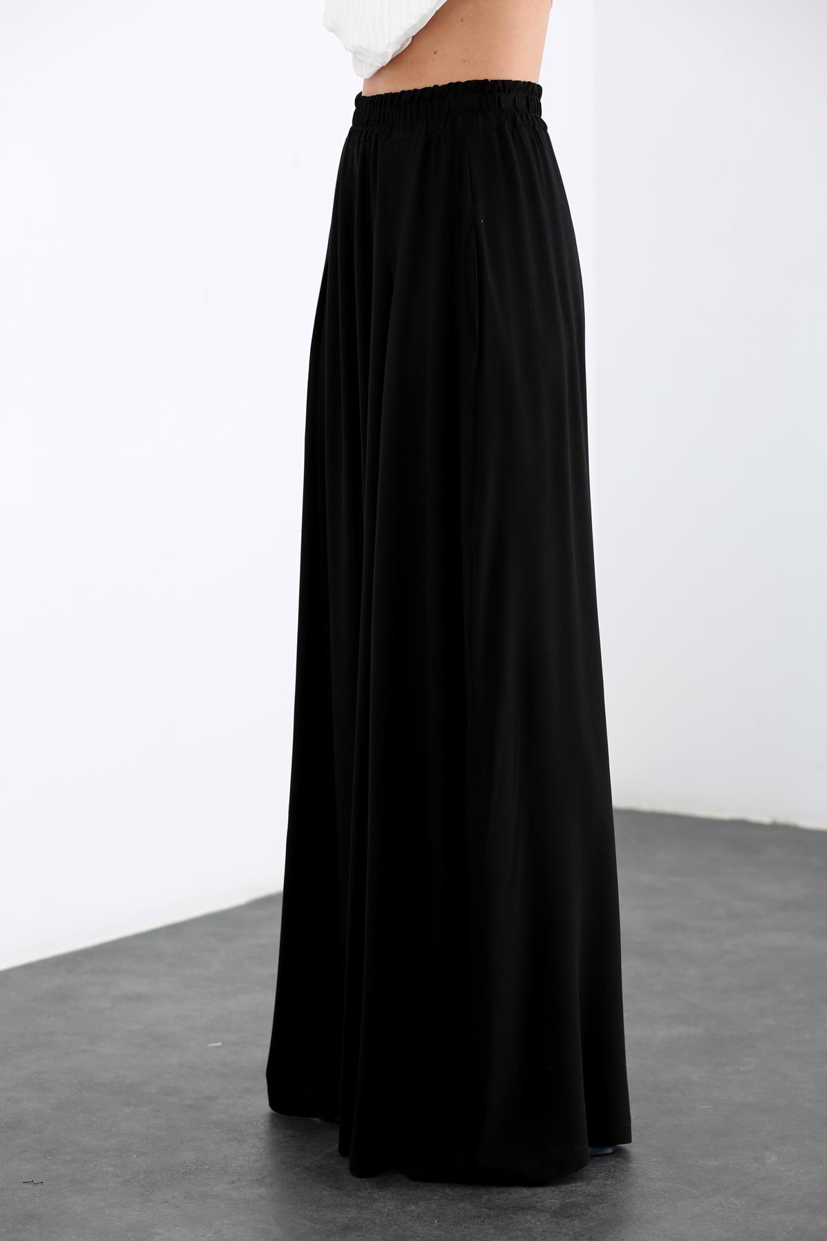 Siyah Beli Lastikli Etek Pantolon 0324