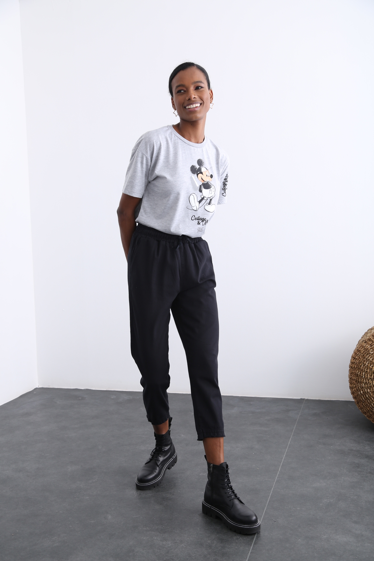 Siyah Beli Lastikli Gabardin Pantolon 1289
