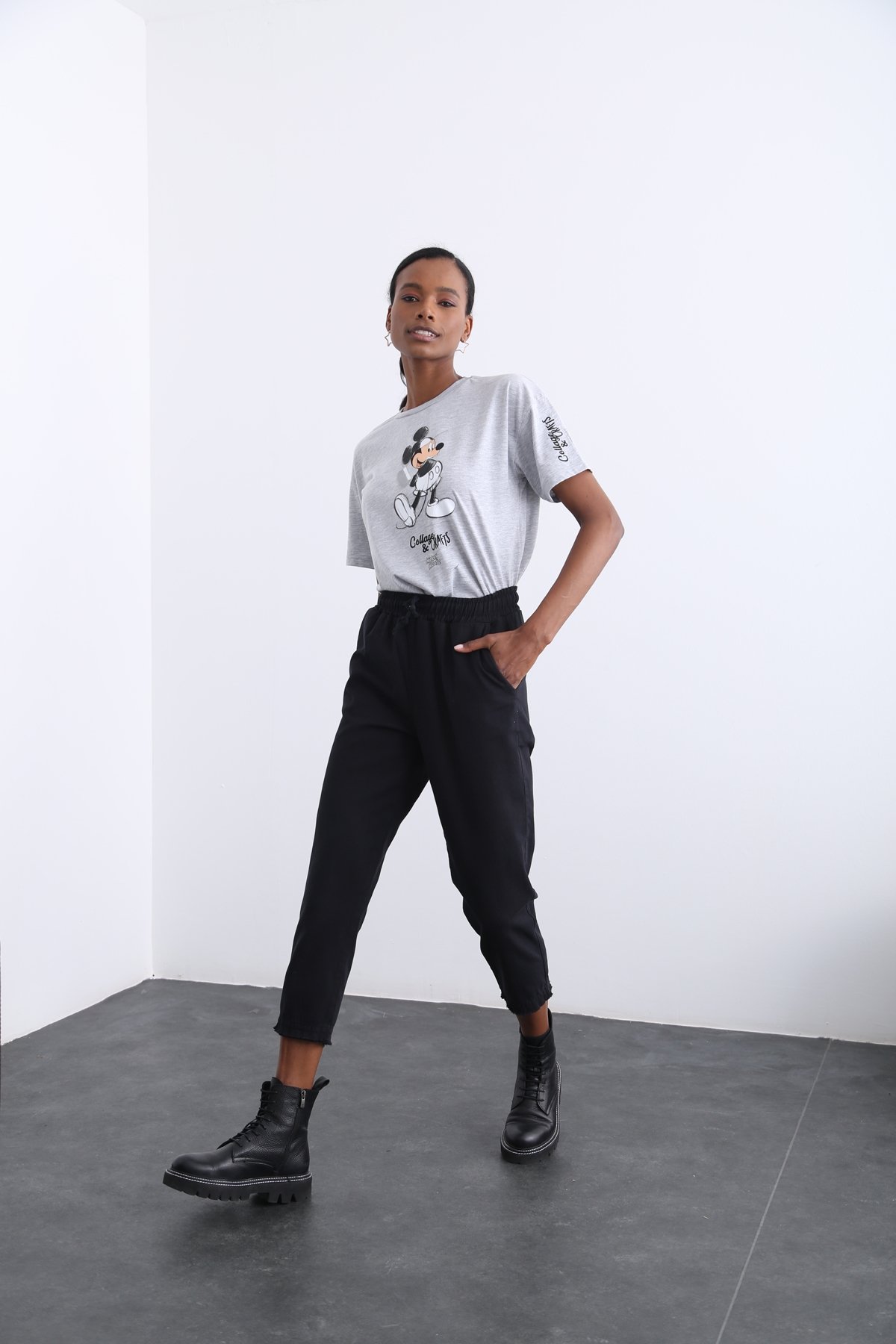 Siyah Beli Lastikli Gabardin Pantolon 1289