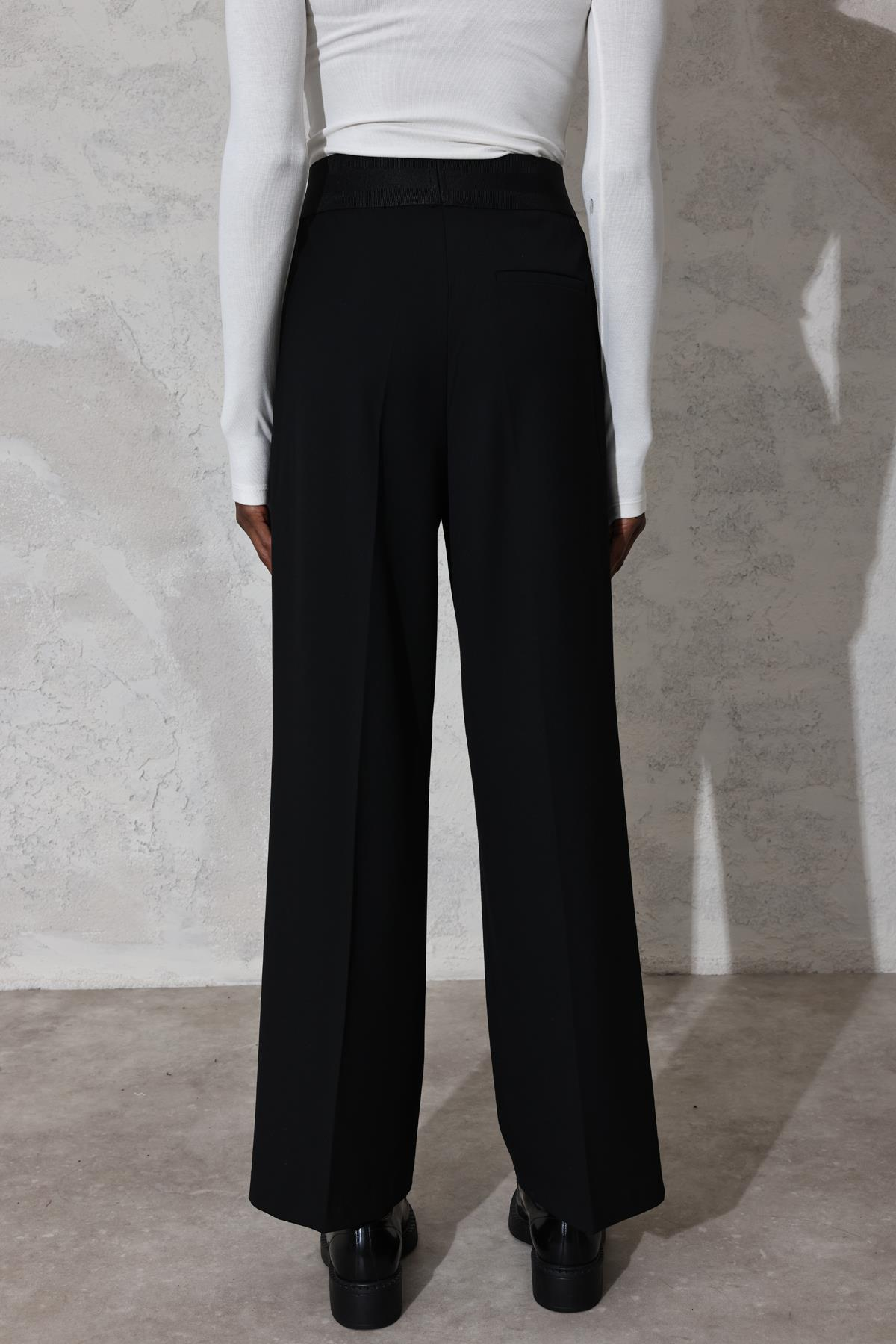 Siyah Beli Lastikli Palazzo Pantolon 16426