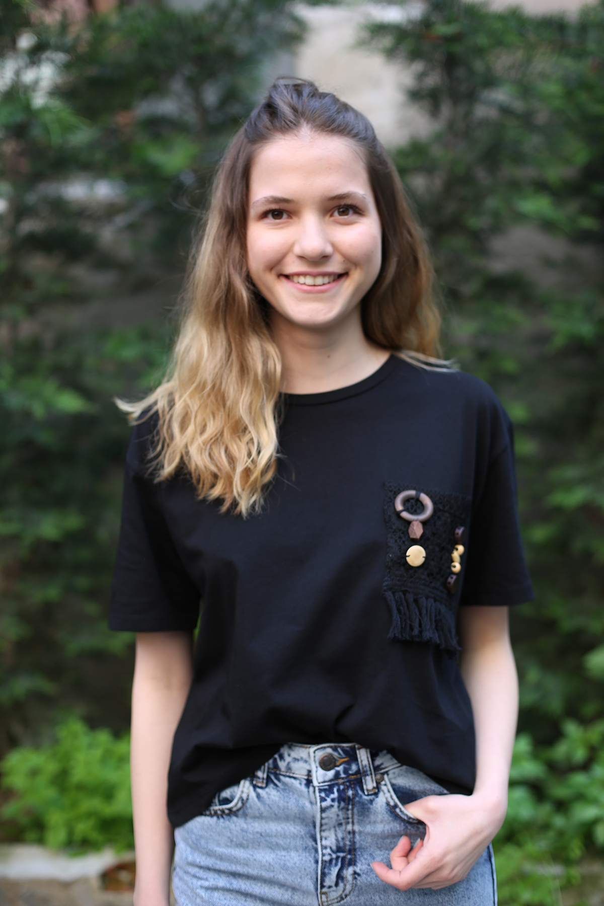 Siyah Cebi Bohem Tshirt