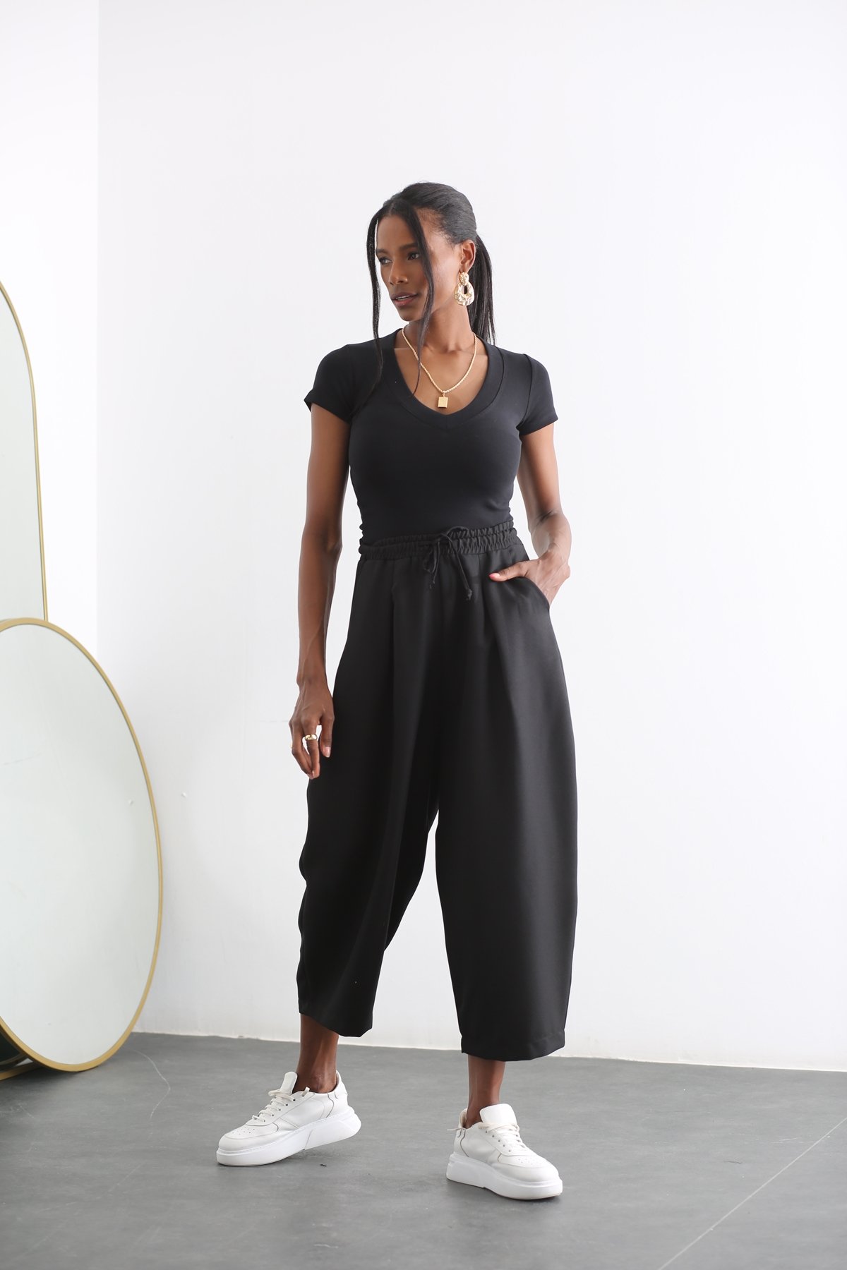 Siyah Cepli Şalvar Pantolon 40099