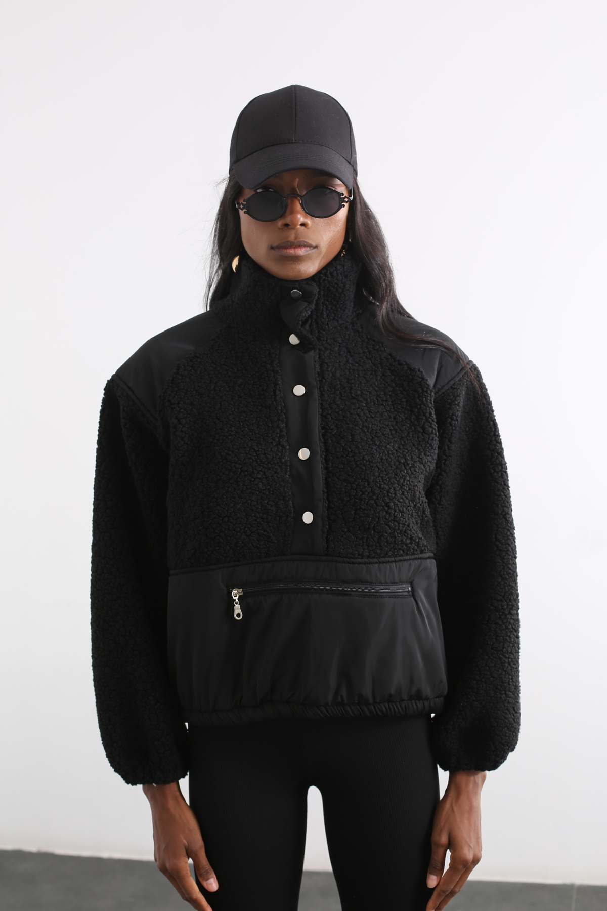 Siyah Çıtçıtlı Fermuarlı Sweatshirt 27391
