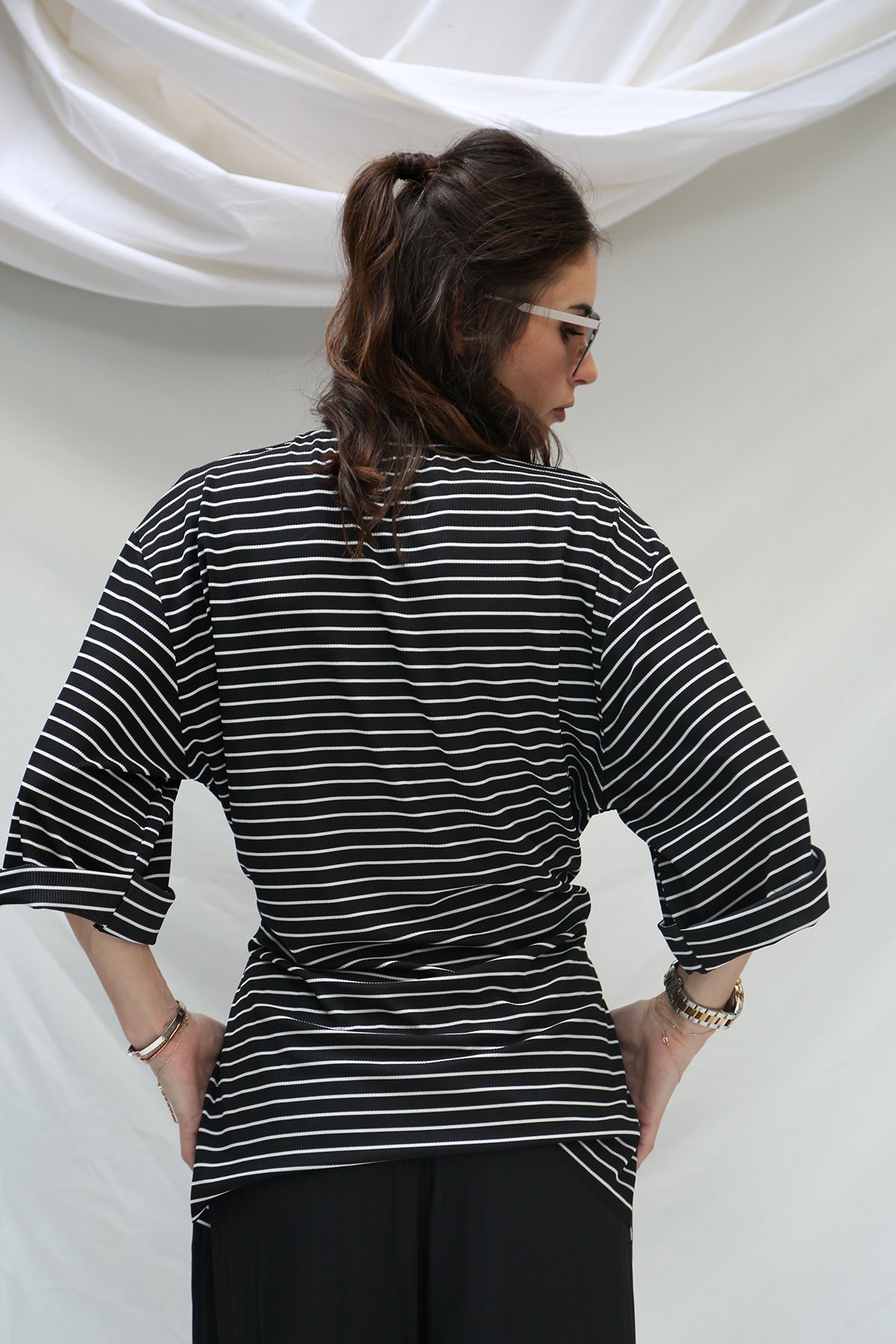 Siyah Çizgili Boyfriend Tshirt