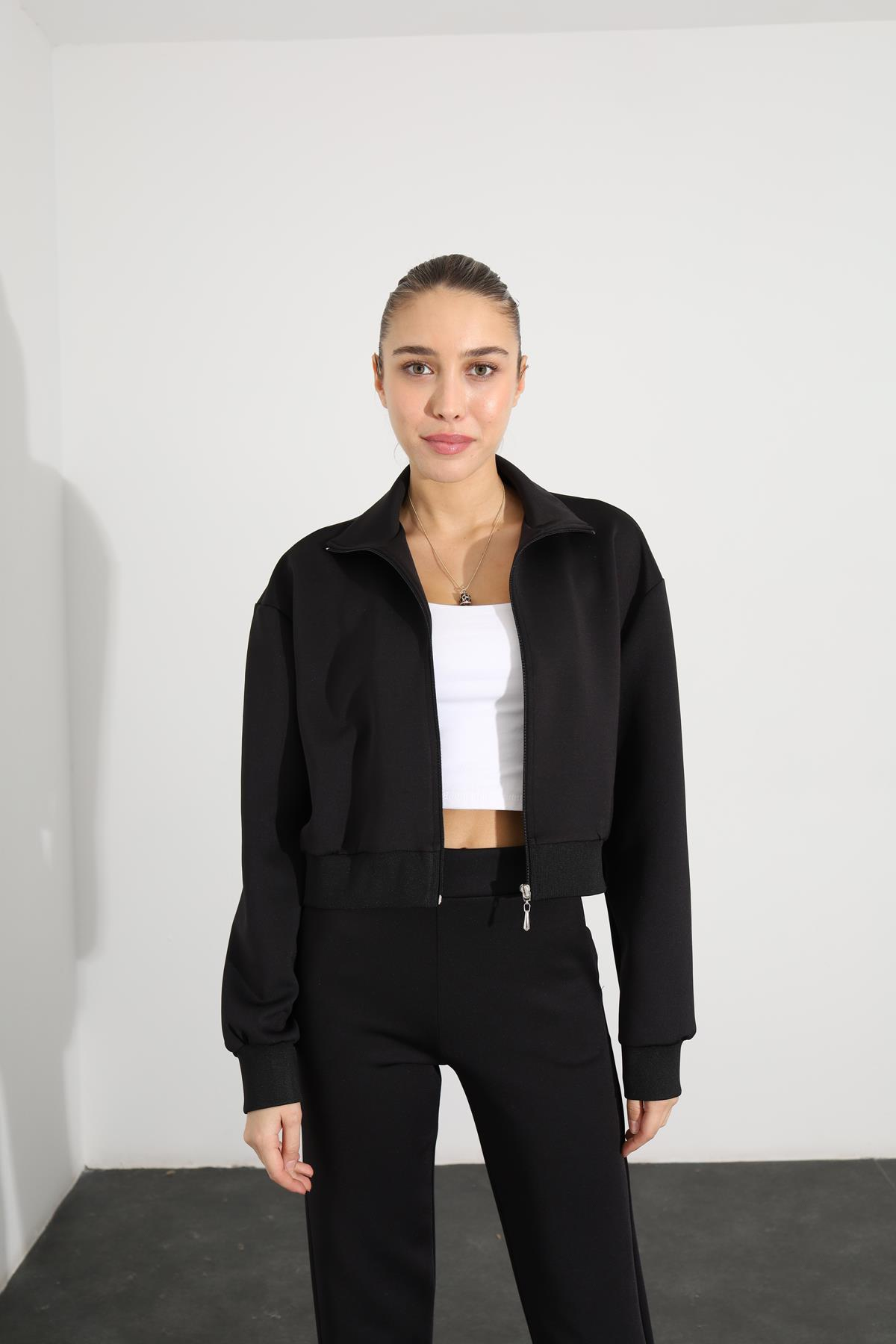 Siyah Comfort Scuba Oversize Ceket 