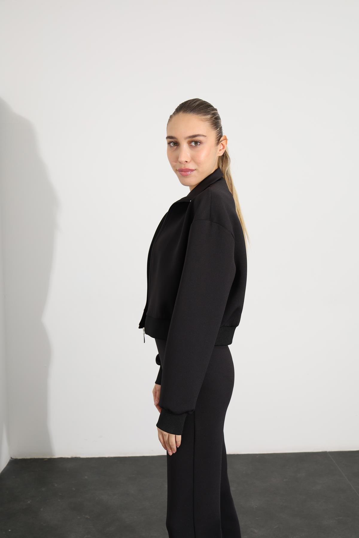 Siyah Comfort Scuba Oversize Ceket 