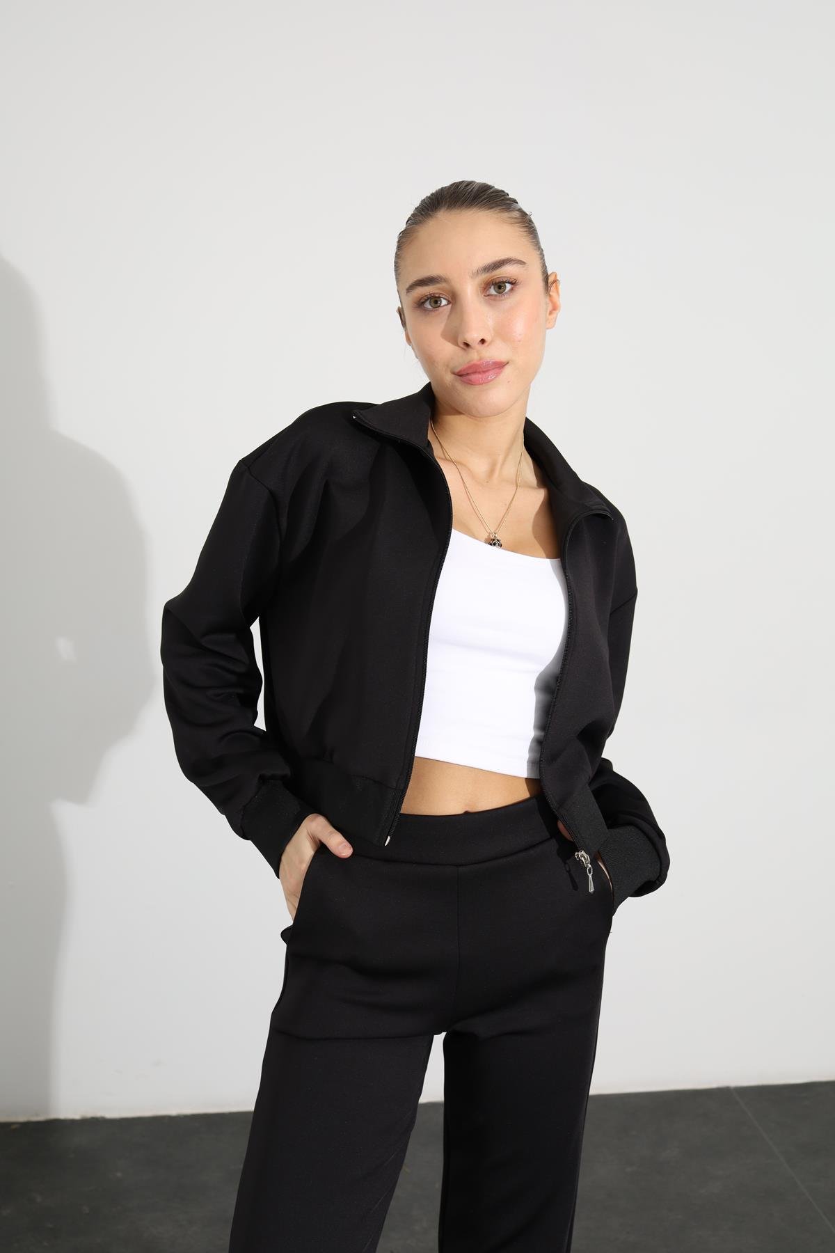 Siyah Comfort Scuba Oversize Ceket 