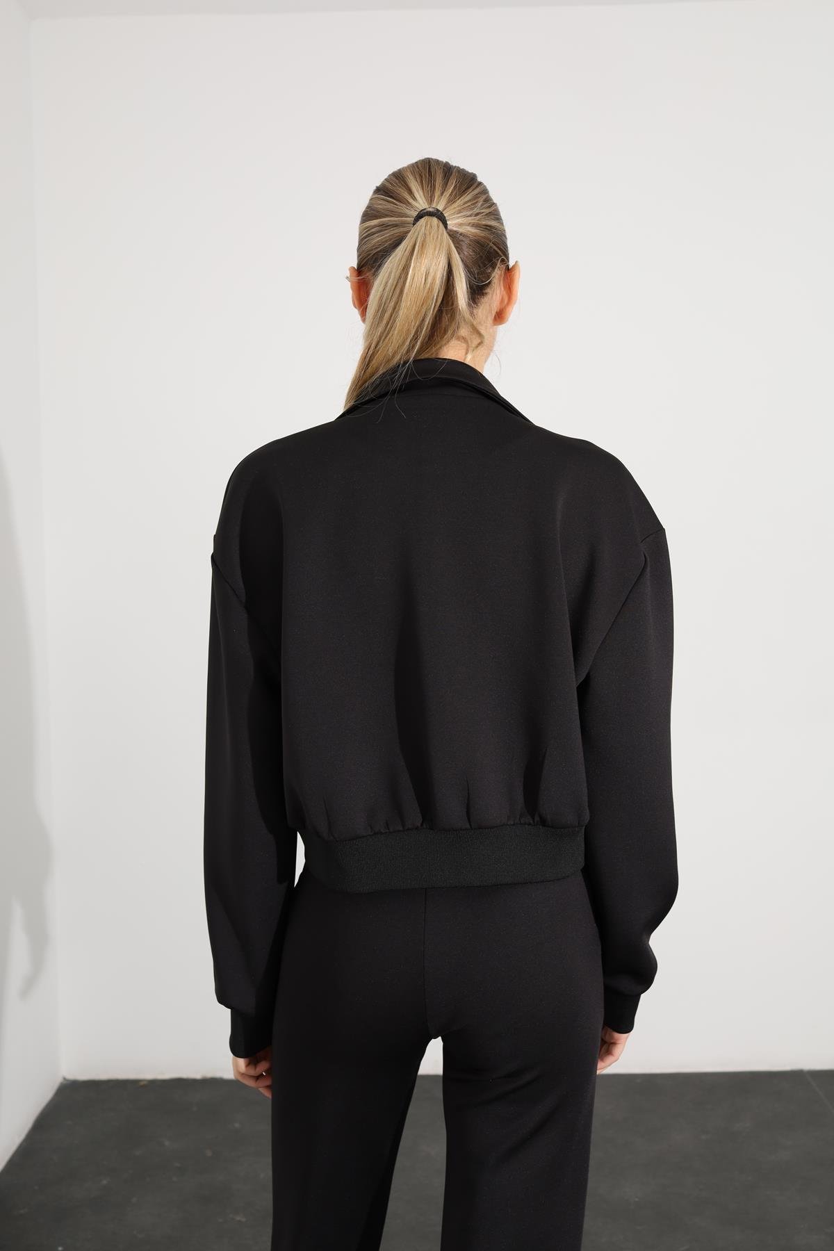 Siyah Comfort Scuba Oversize Ceket 