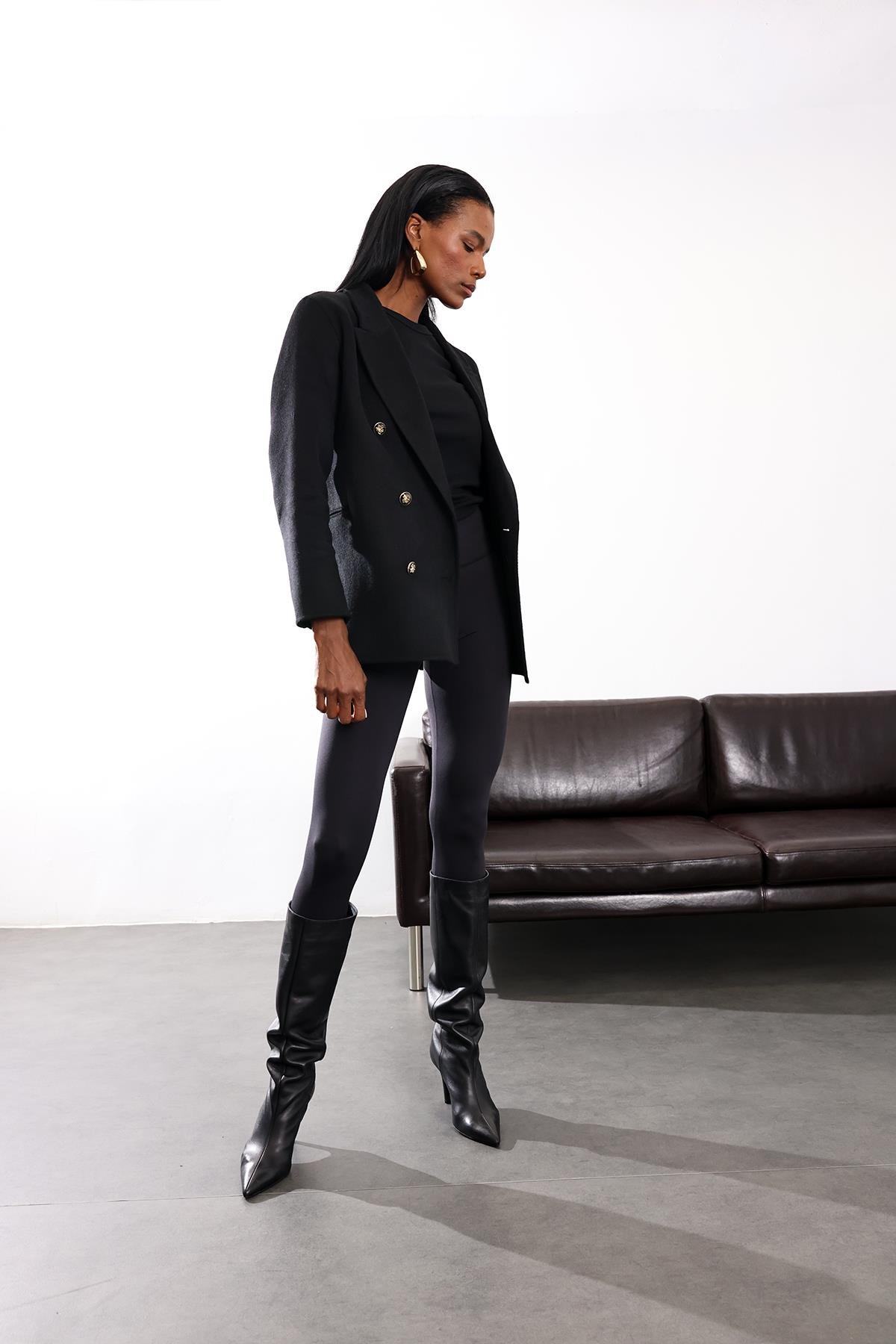 Siyah Comfortlux Yüksek Bel Tayt 