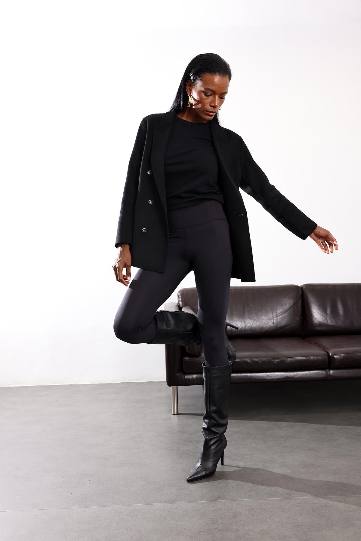 Siyah Comfortlux Yüksek Bel Tayt 