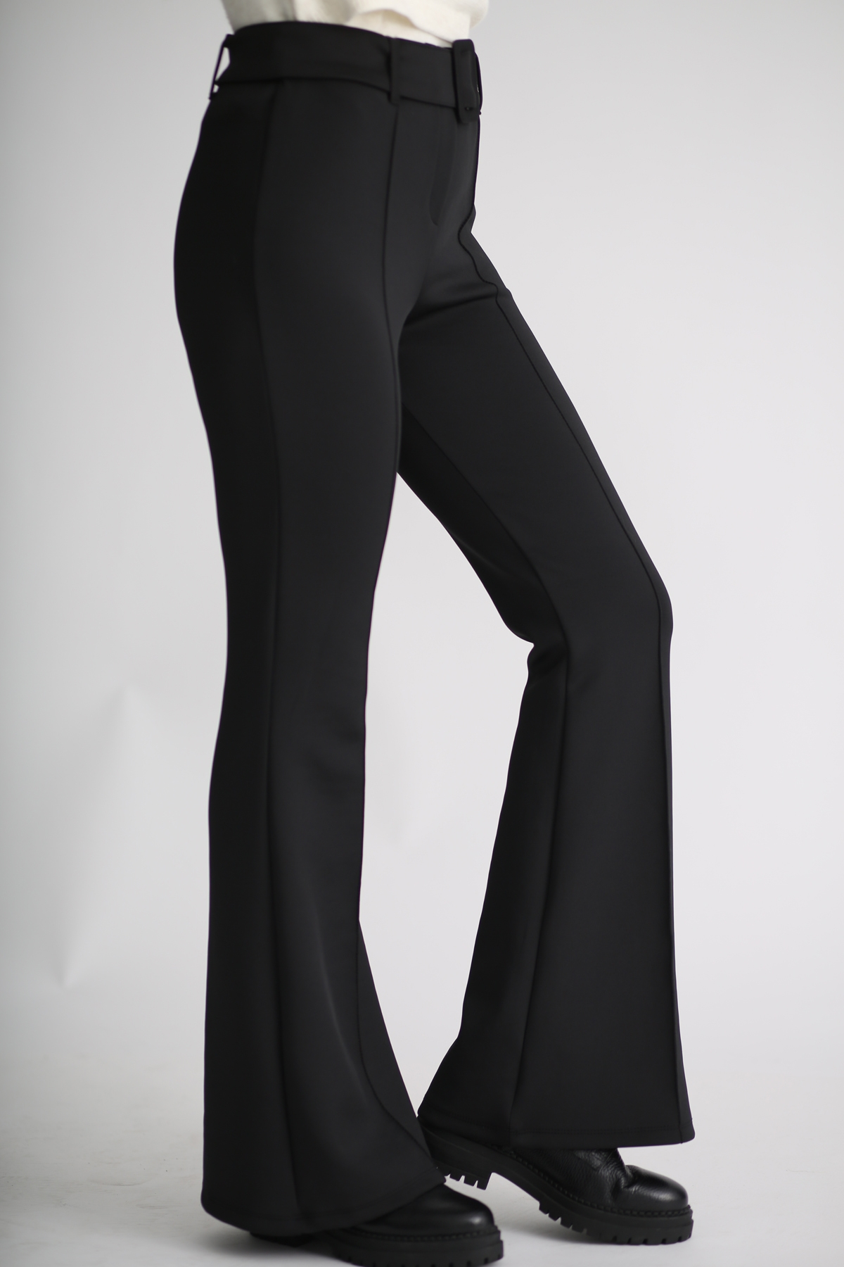 Siyah Dalgıç İspanyol Paça Pantolon 33028