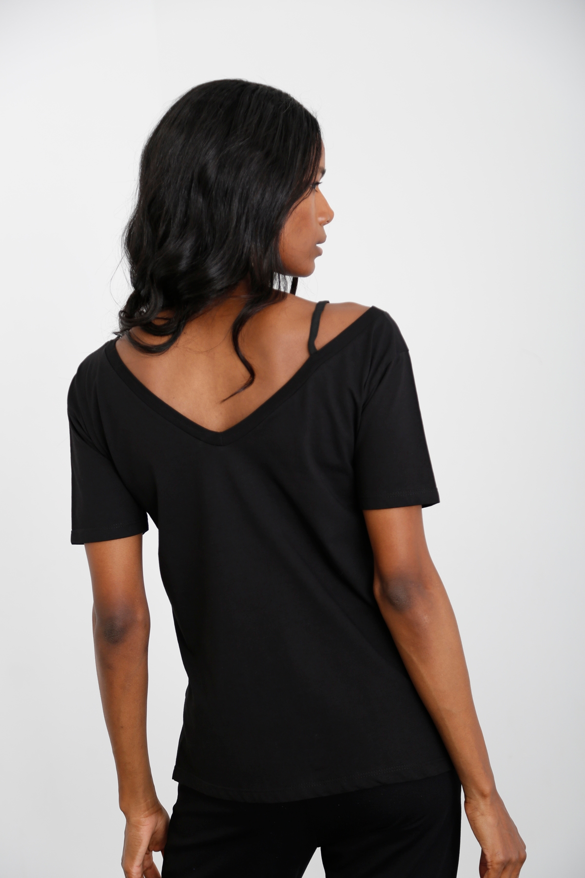 Siyah Dantel Detaylı Tshirt 80674