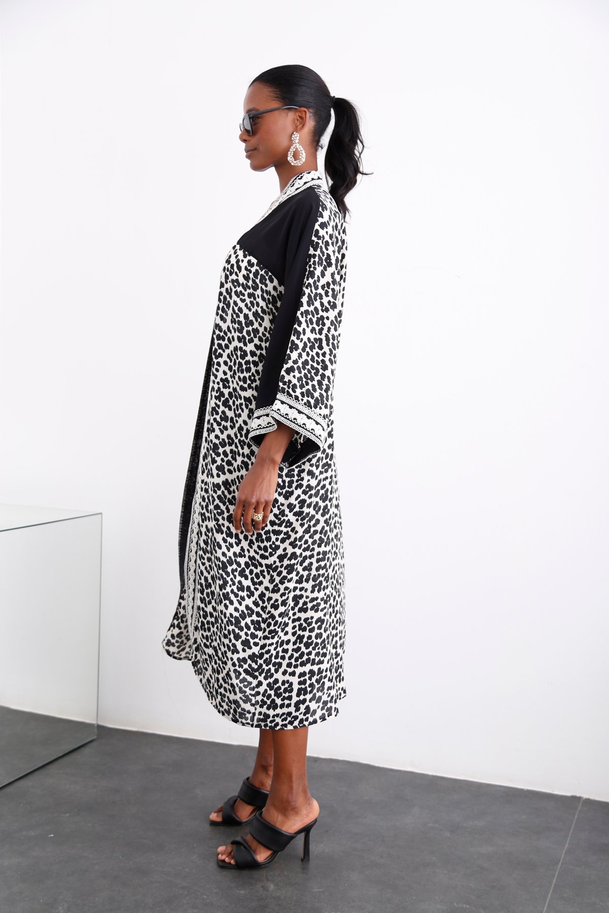 Siyah Desenli Kimono 