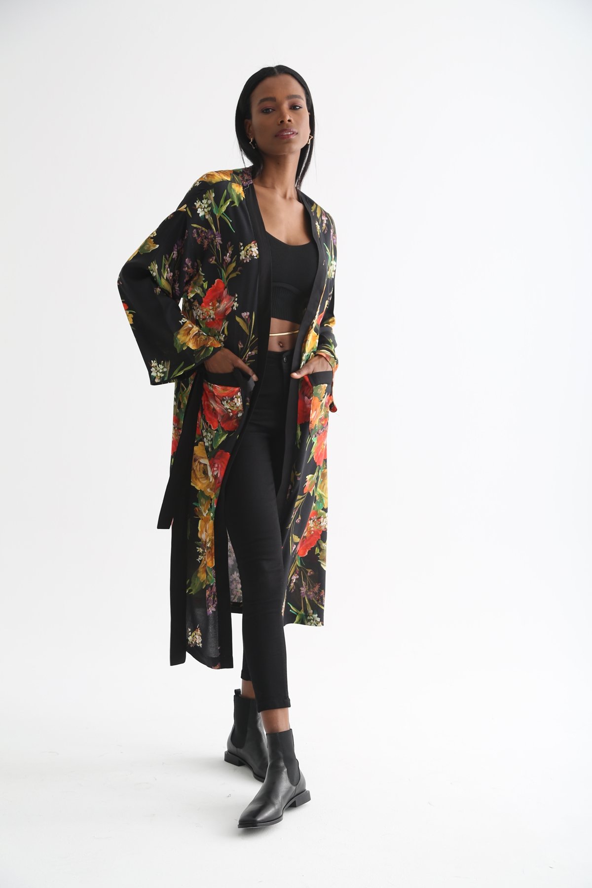 Siyah Desenli Kimono 0026
