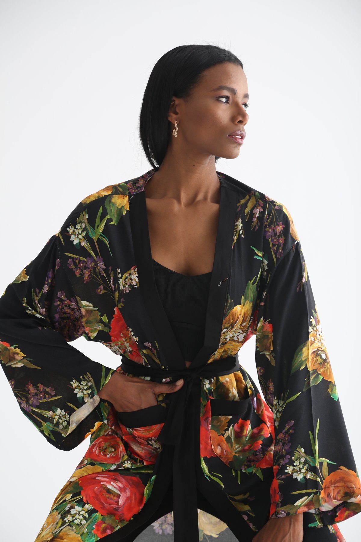 Siyah Desenli Kimono 0026