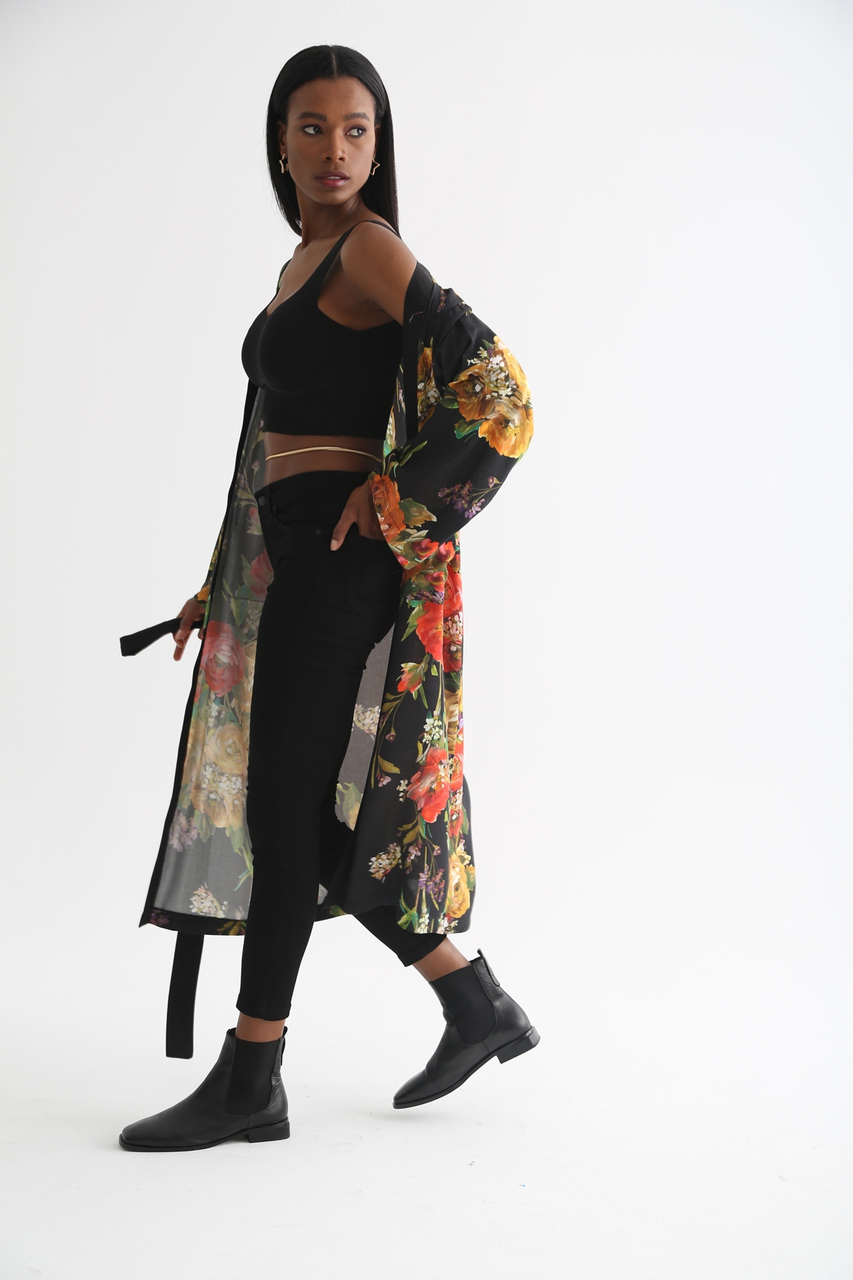 Siyah Desenli Kimono 0026