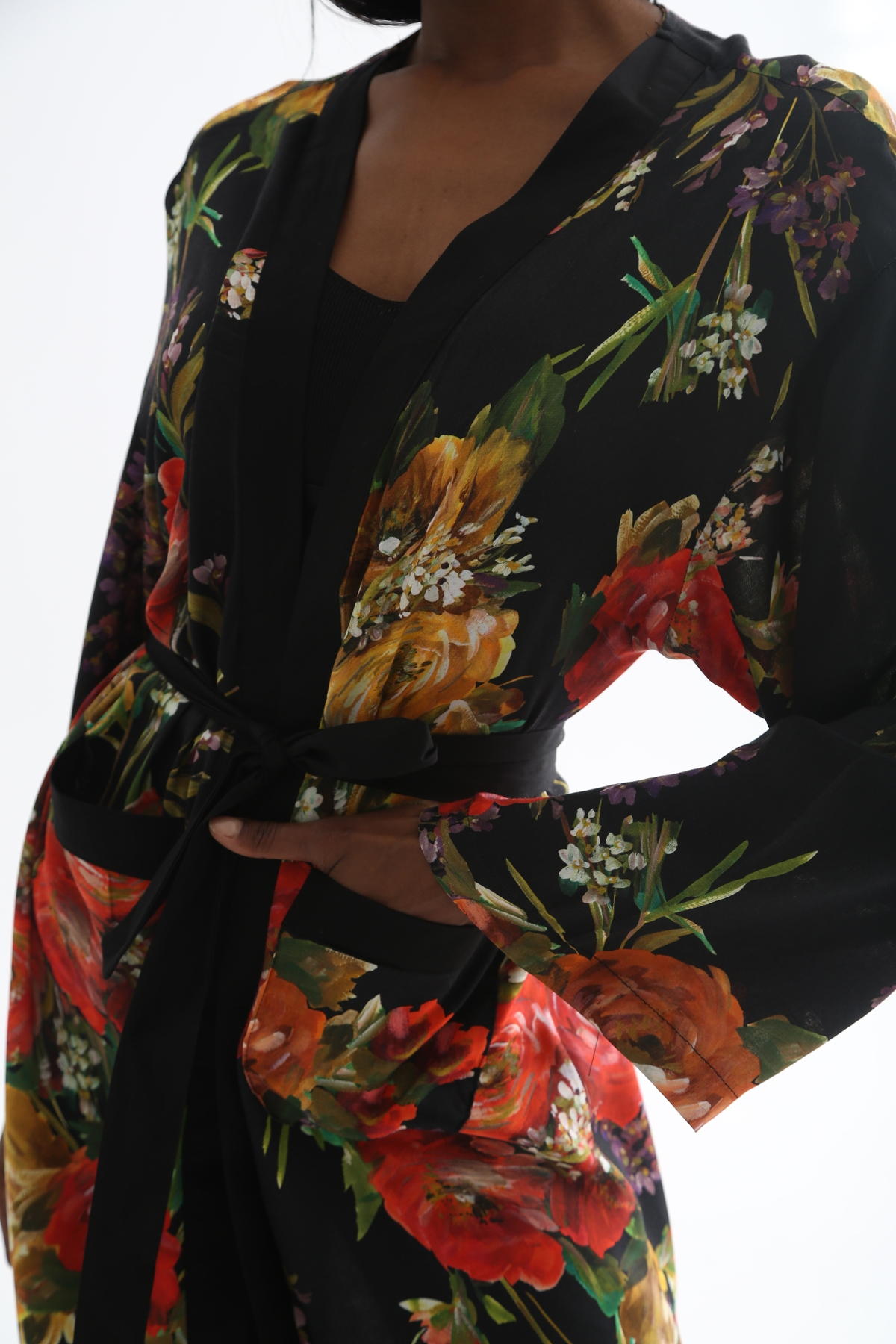 Siyah Desenli Kimono 0026