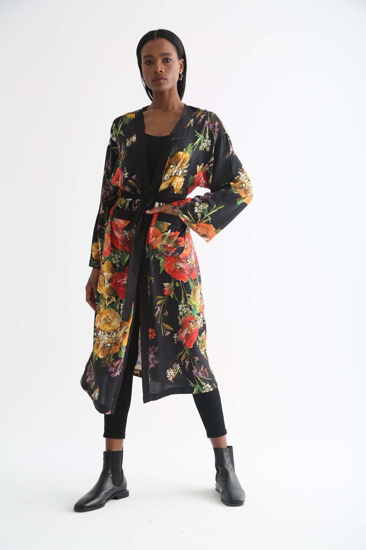 Siyah Desenli Kimono 0026