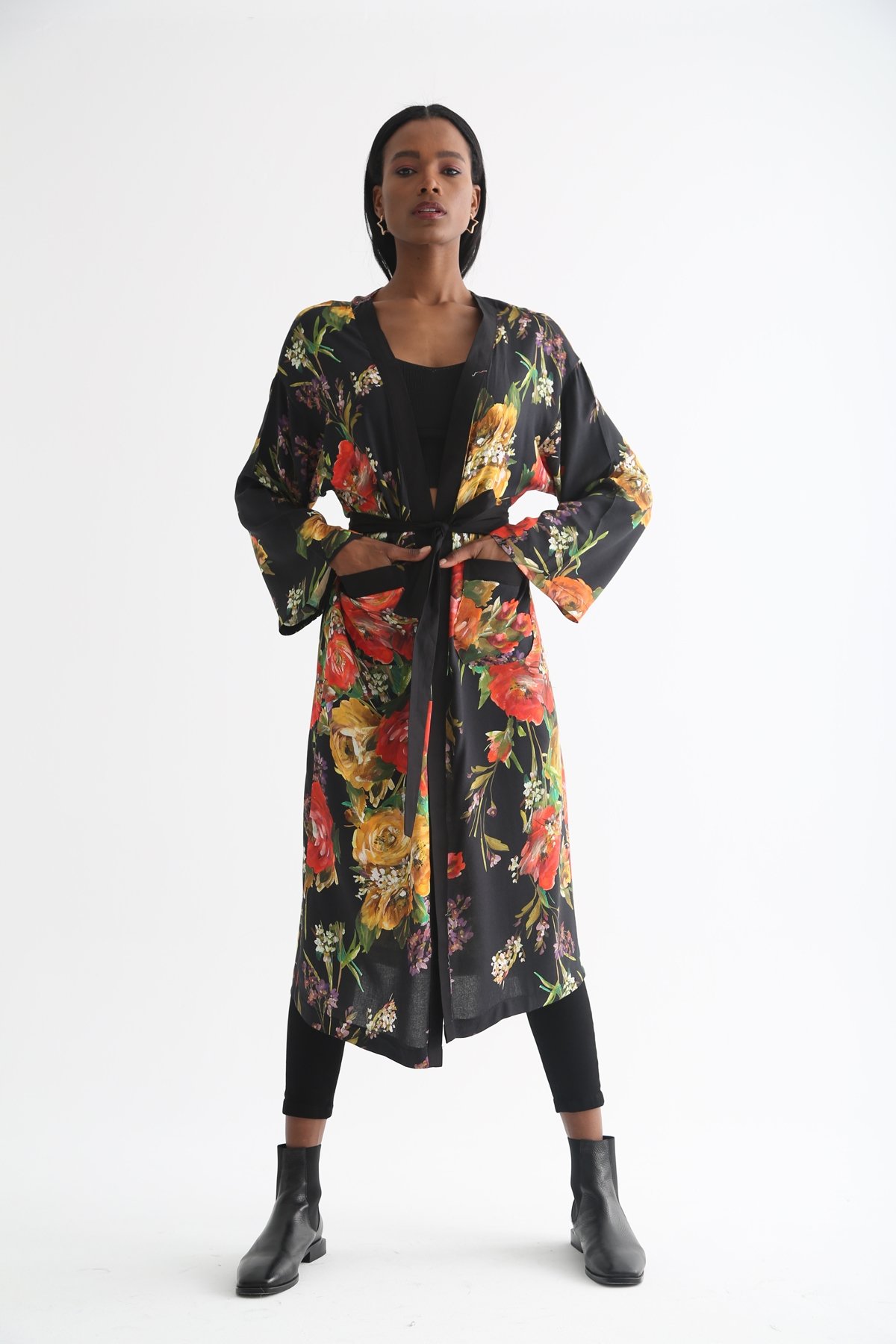 Siyah Desenli Kimono 0026