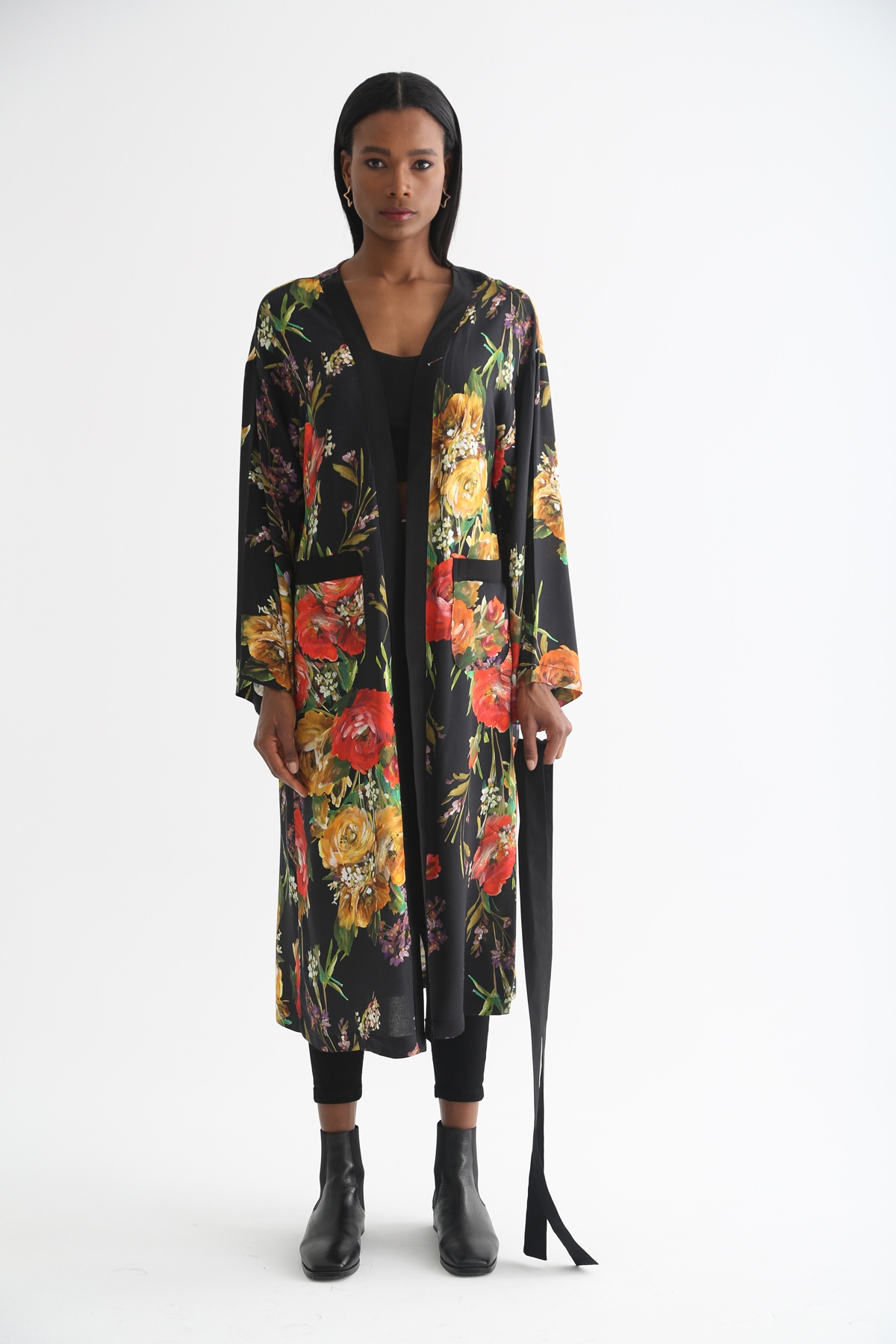 Siyah Desenli Kimono 0026