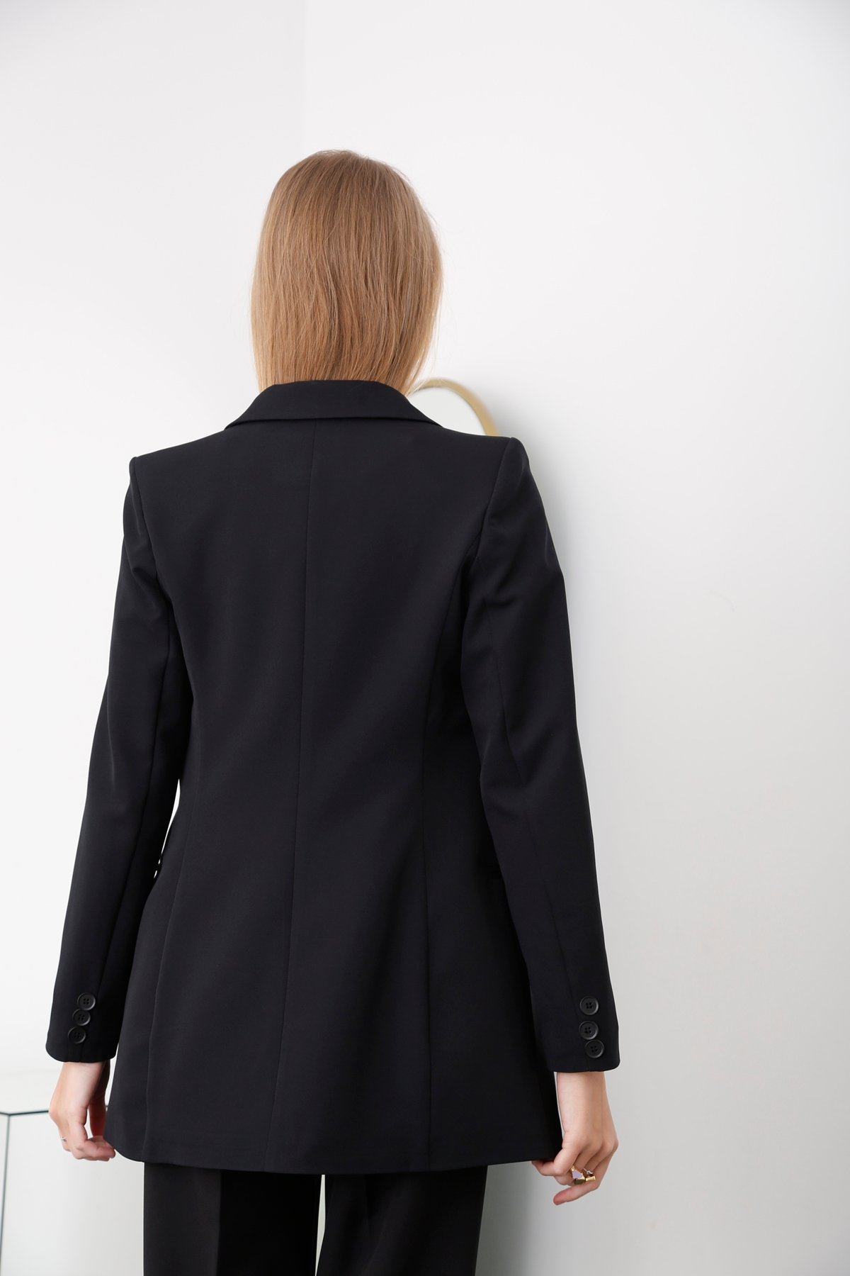 Siyah Dört Düğme Kruvaze Ceket 5190