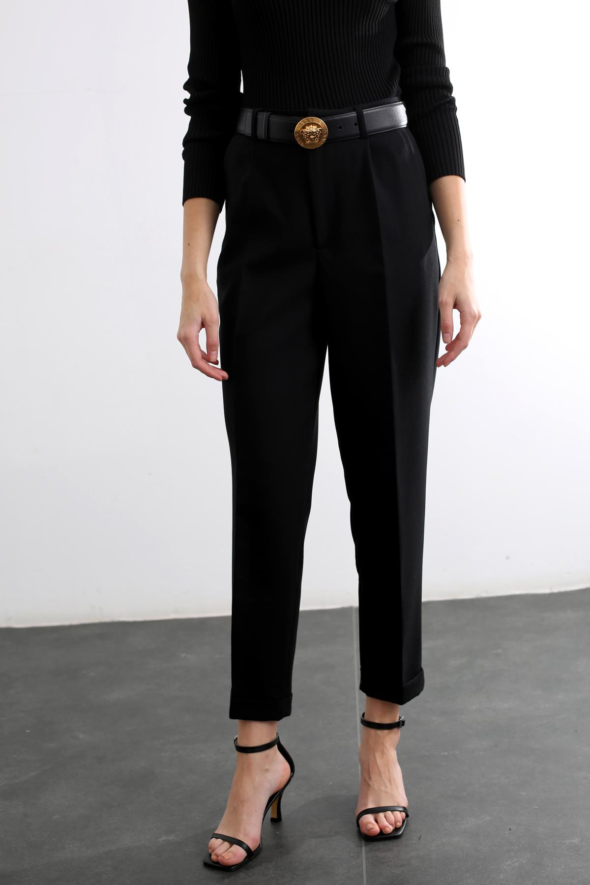 Siyah Duble Paça Pantolon 4696