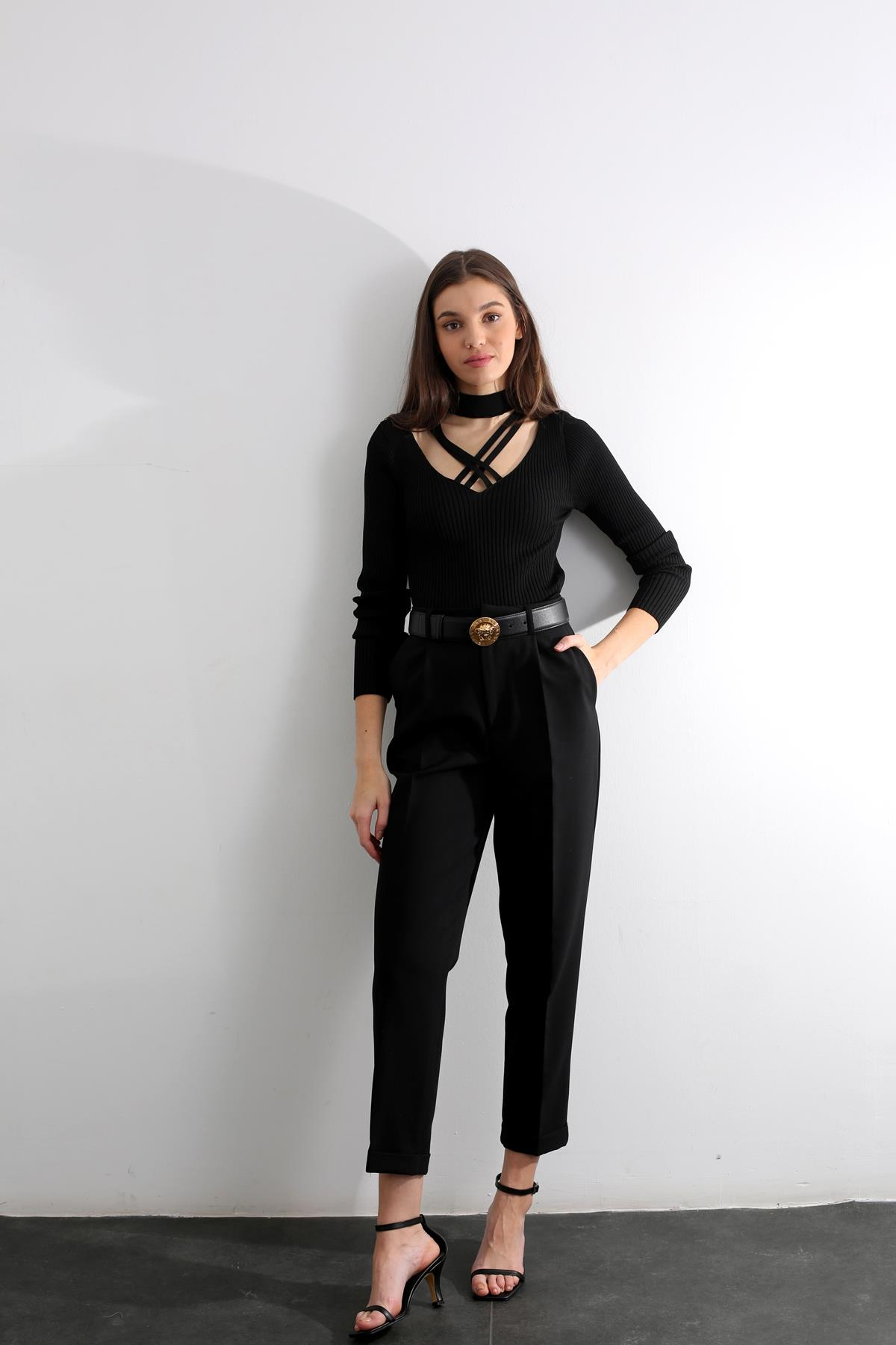 Siyah Duble Paça Pantolon 4696