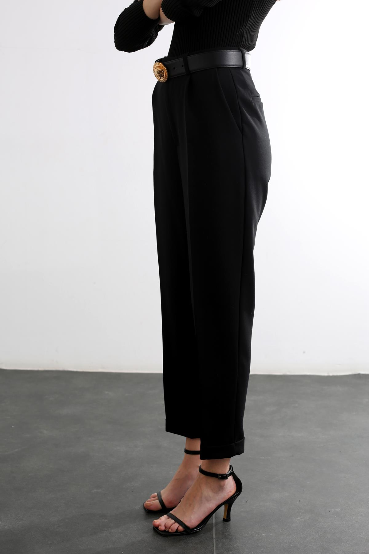 Siyah Duble Paça Pantolon 4696