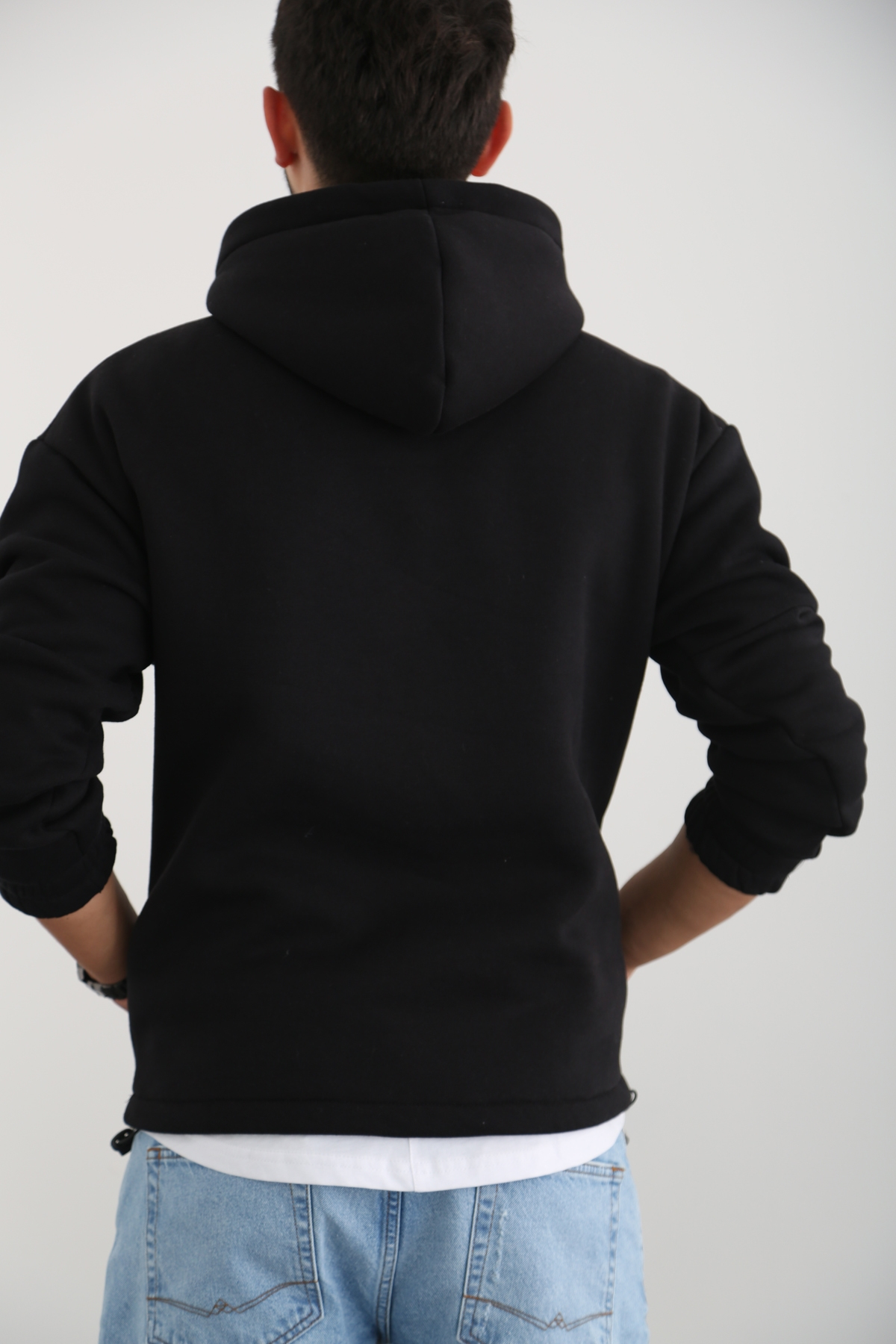 Siyah Erkek Cepli Şardonlu Sweatshirt K-271