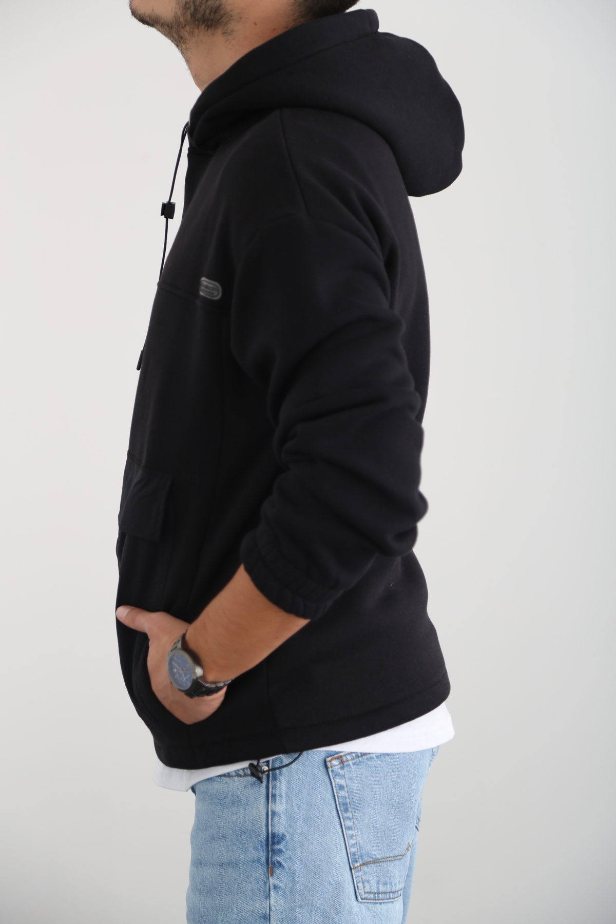 Siyah Erkek Cepli Şardonlu Sweatshirt K-271