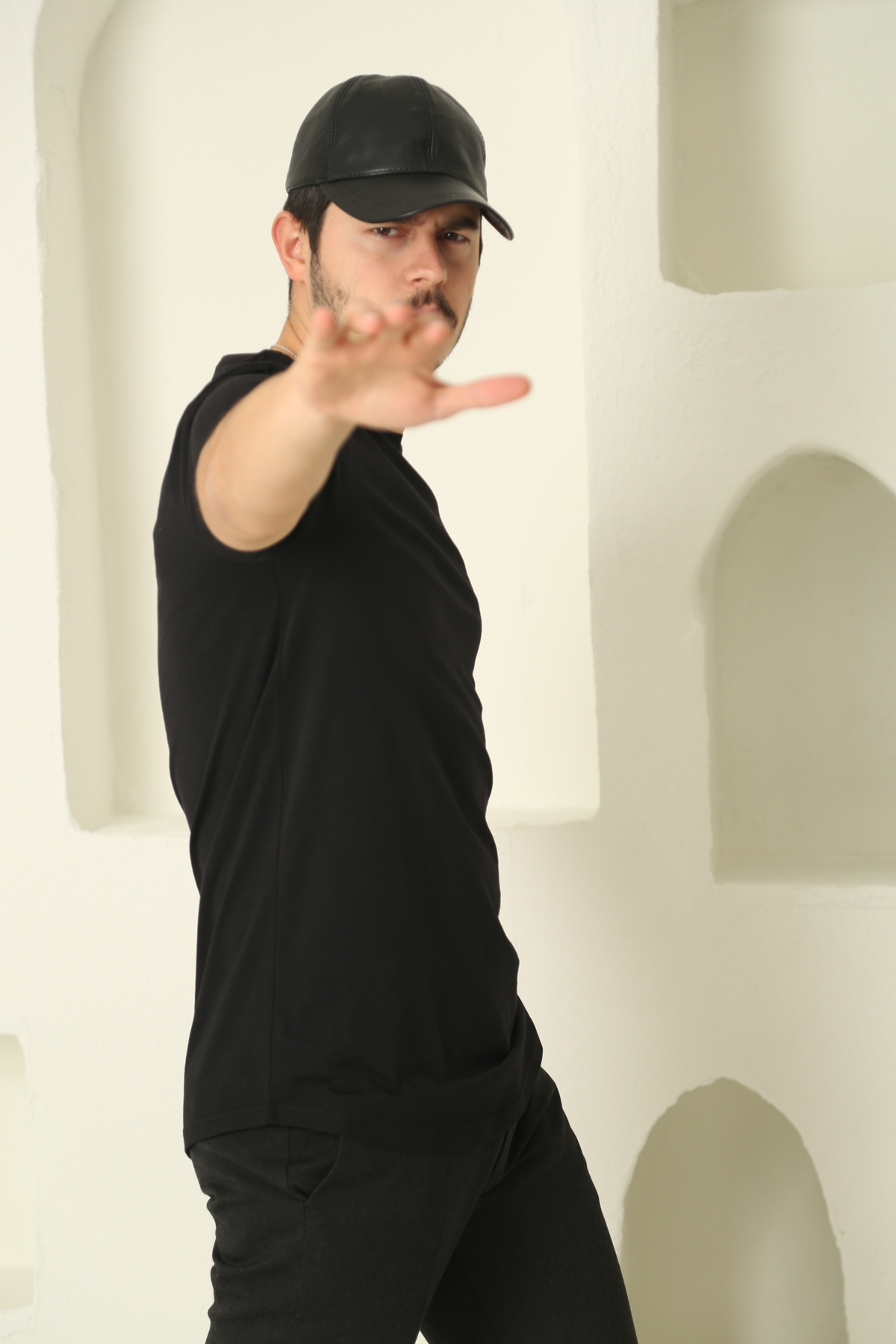 Siyah Erkek Duble Kol Bisiklet Yaka Tshirt 635