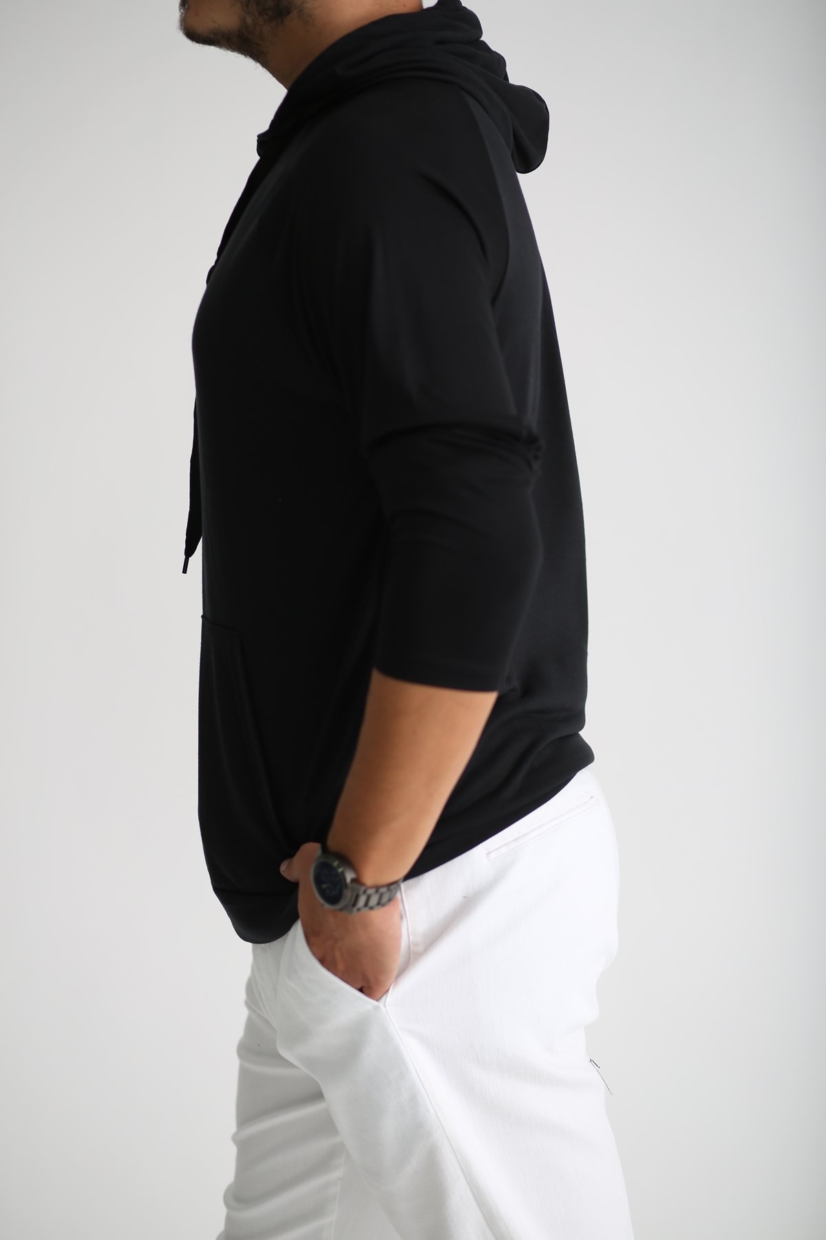 Siyah Erkek Penye Sweatshirt 