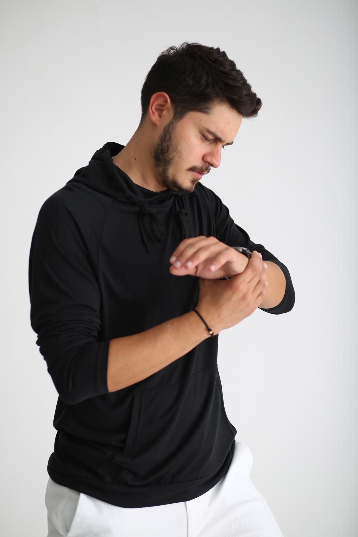 Siyah Erkek Penye Sweatshirt 