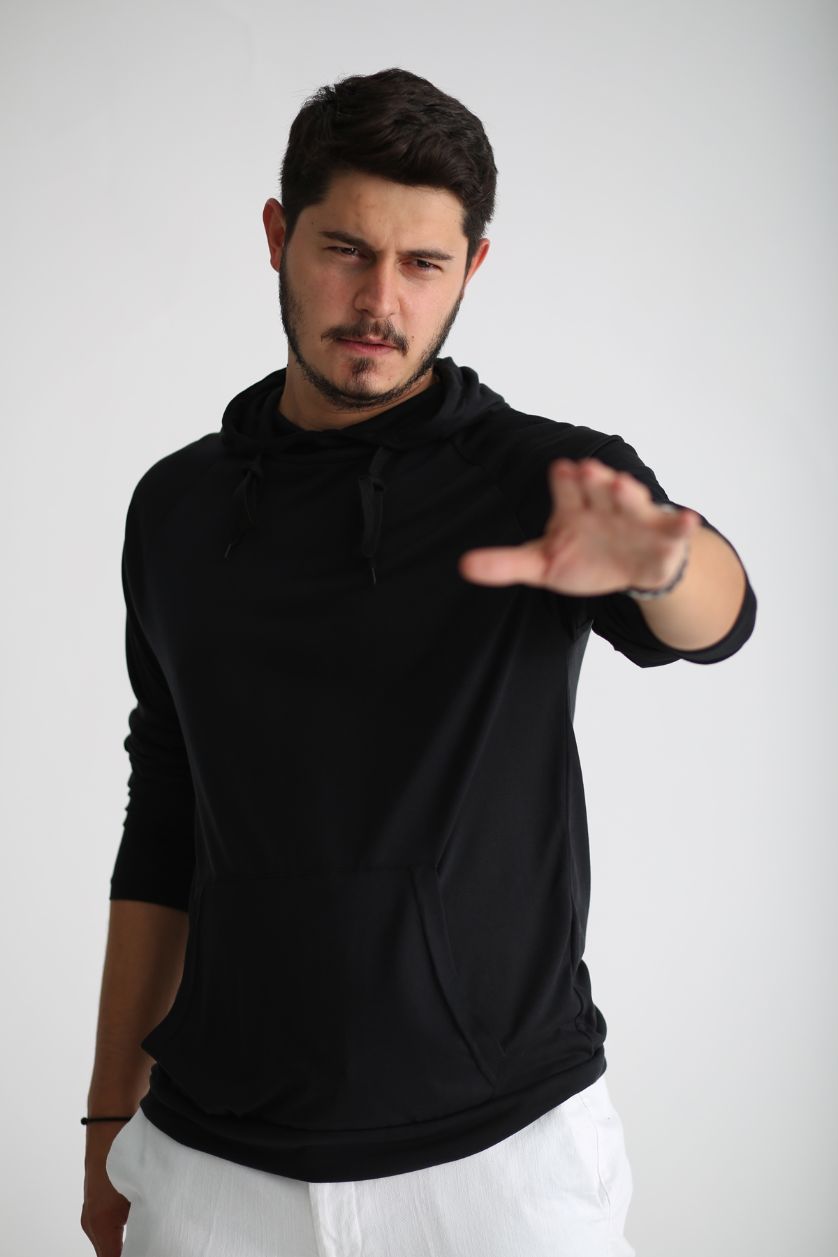 Siyah Erkek Penye Sweatshirt 