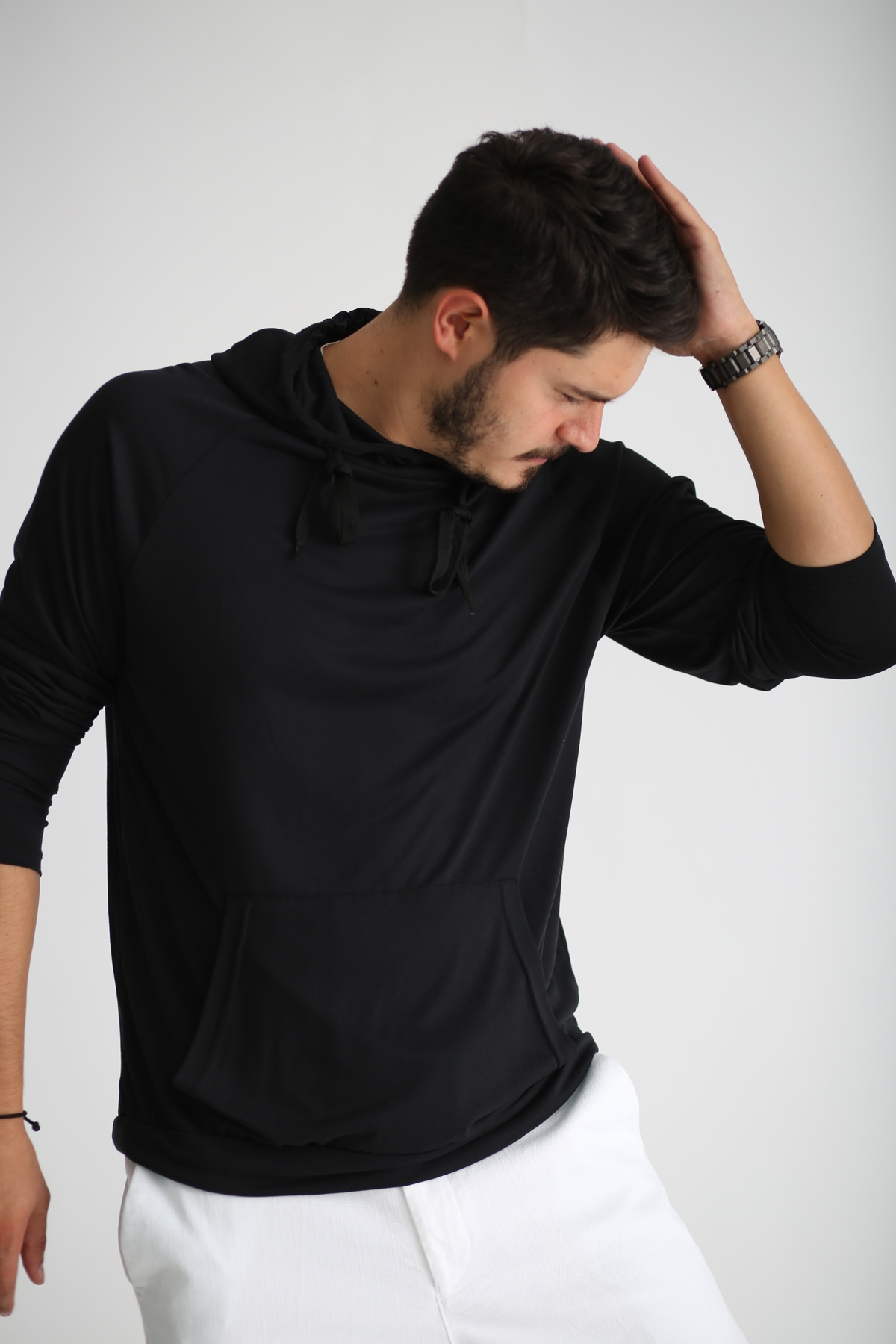 Siyah Erkek Penye Sweatshirt 