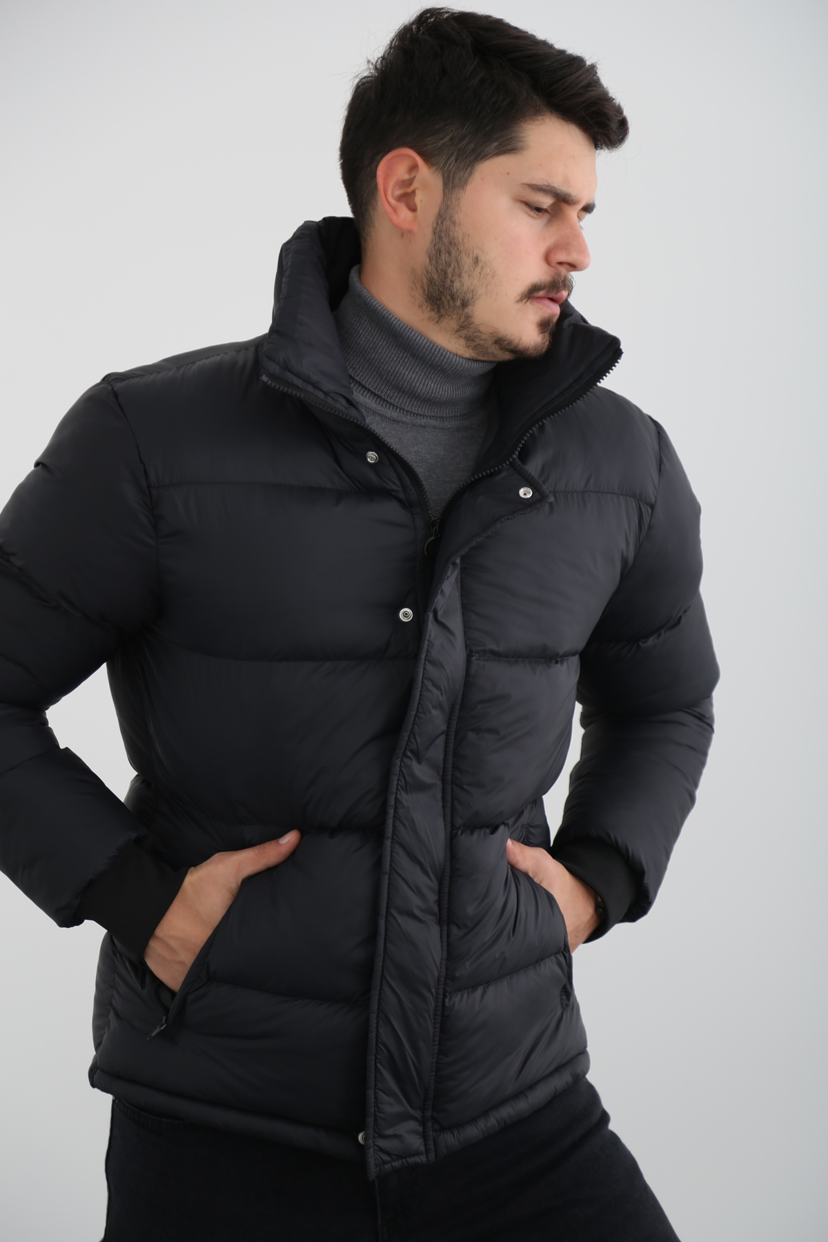 Siyah Erkek Şişme Mont P-303-21