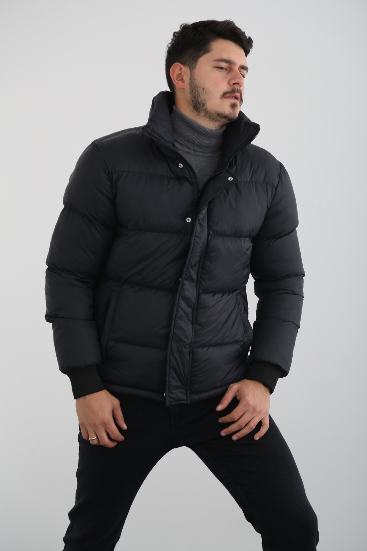 Siyah Erkek Şişme Mont P-303-21