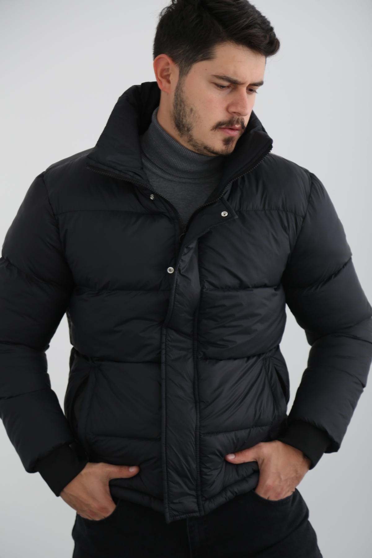Siyah Erkek Şişme Mont P-303-21